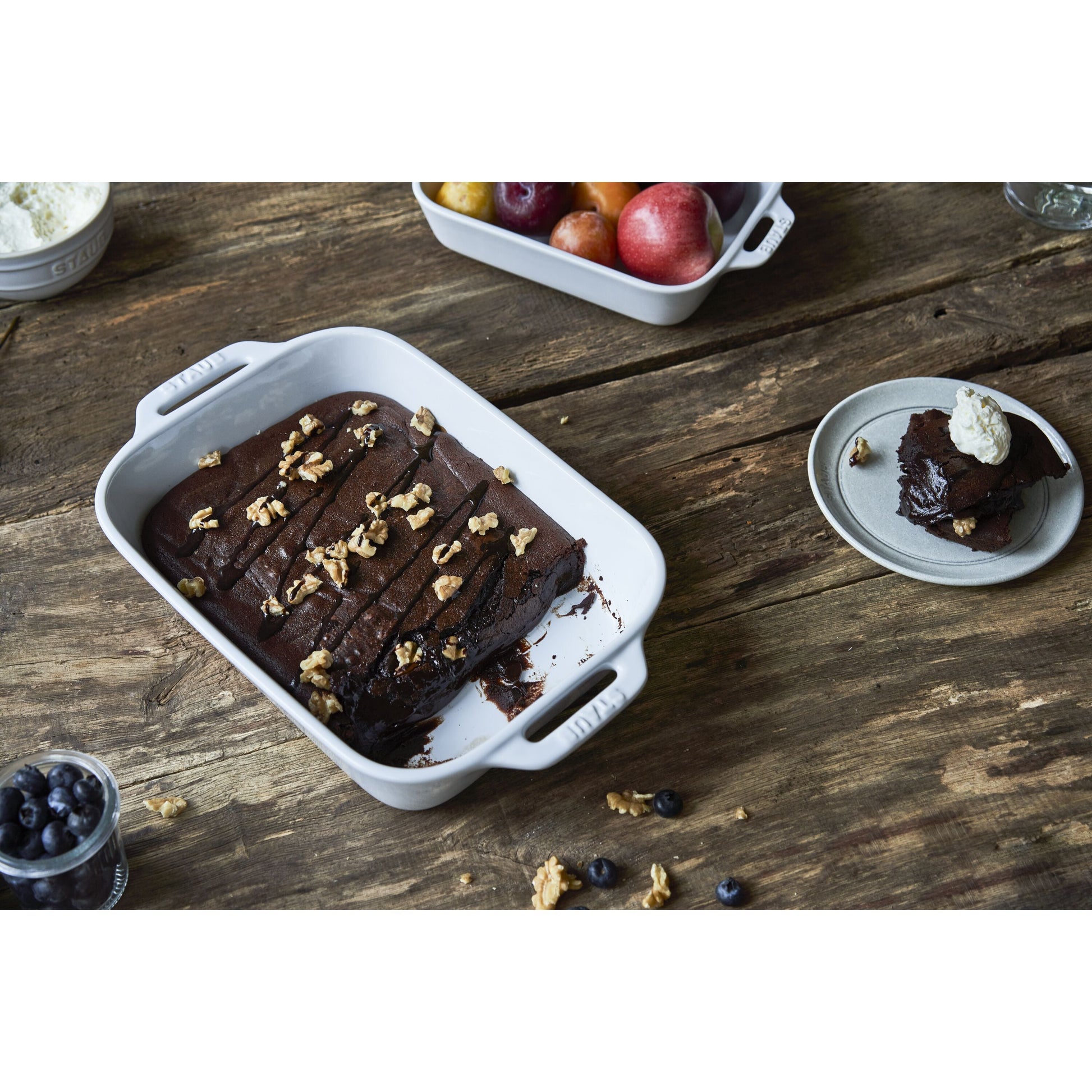 STAUB Ceramique Rectangular Baking Dish Set White 3 Piece-Bakeware-DECOROLALA