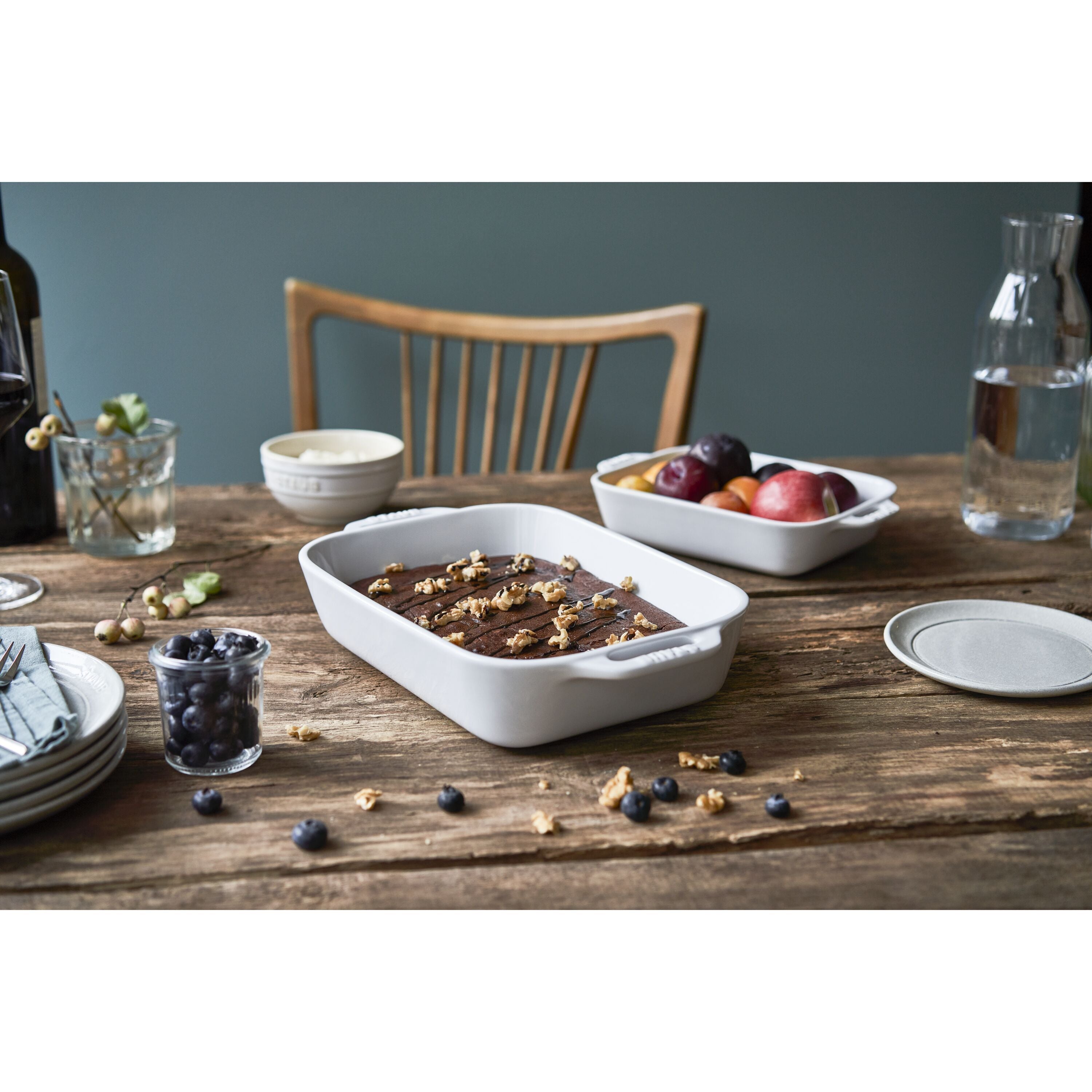 STAUB Ceramique Rectangular Baking Dish Set White 3 Piece-Bakeware-DECOROLALA