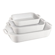 STAUB Ceramique Rectangular Baking Dish Set White 3pc-Bakeware-DECOROLALA