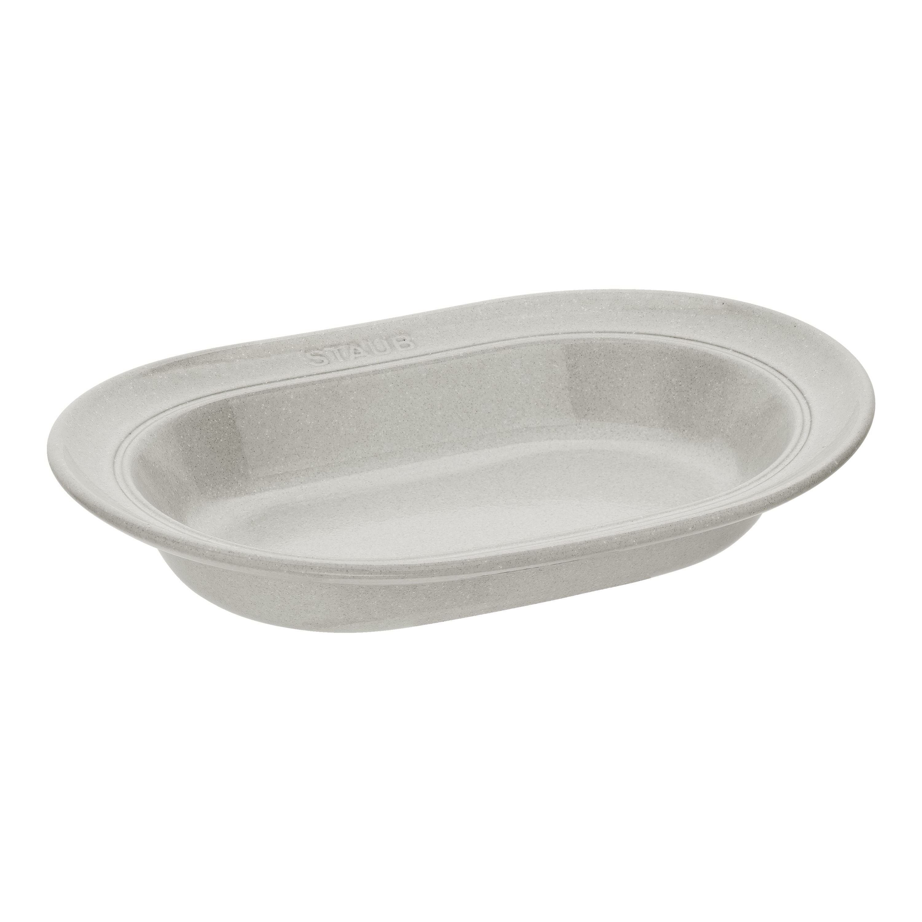 STAUB Dining Line 25 cm Ceramic Oval Serving Dish, White Truffle-Serveware-DECOROLALA