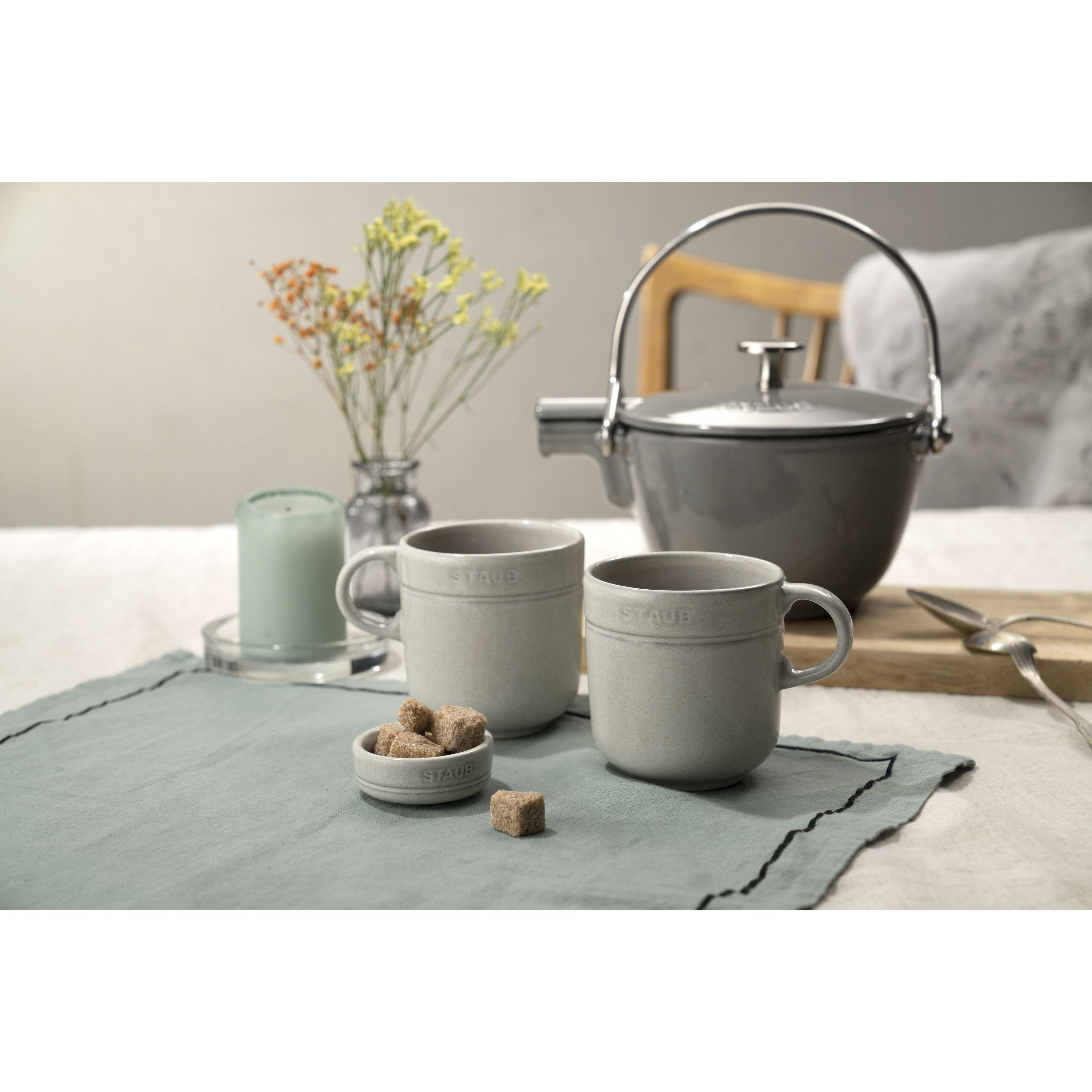 STAUB Dining Line 4 Piece Ceramic Condiment Bowl Set, White Truffle-Dinnerware-DECOROLALA