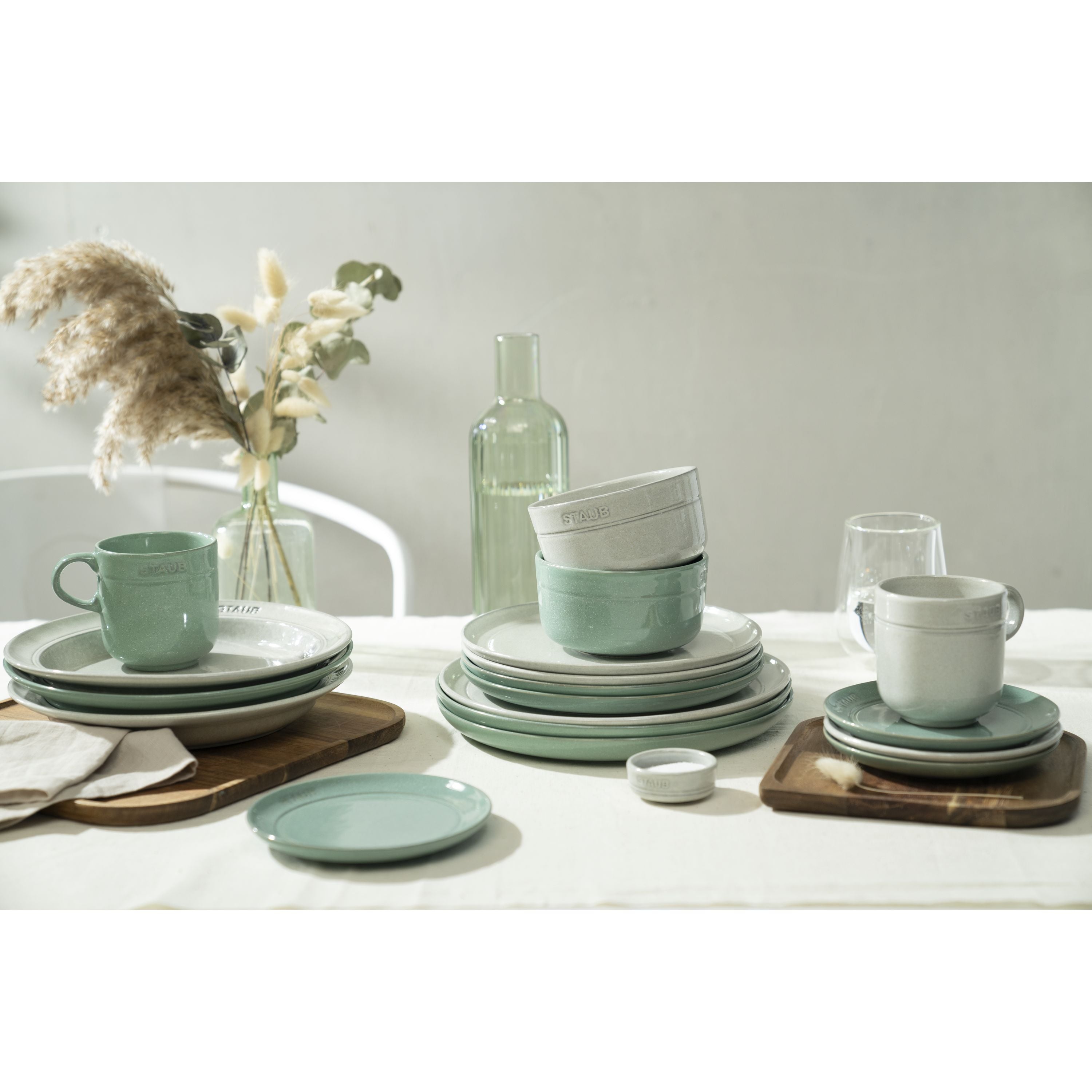 STAUB Dining Line 4 Piece Ceramic Condiment Bowl Set, White Truffle-Dinnerware-DECOROLALA