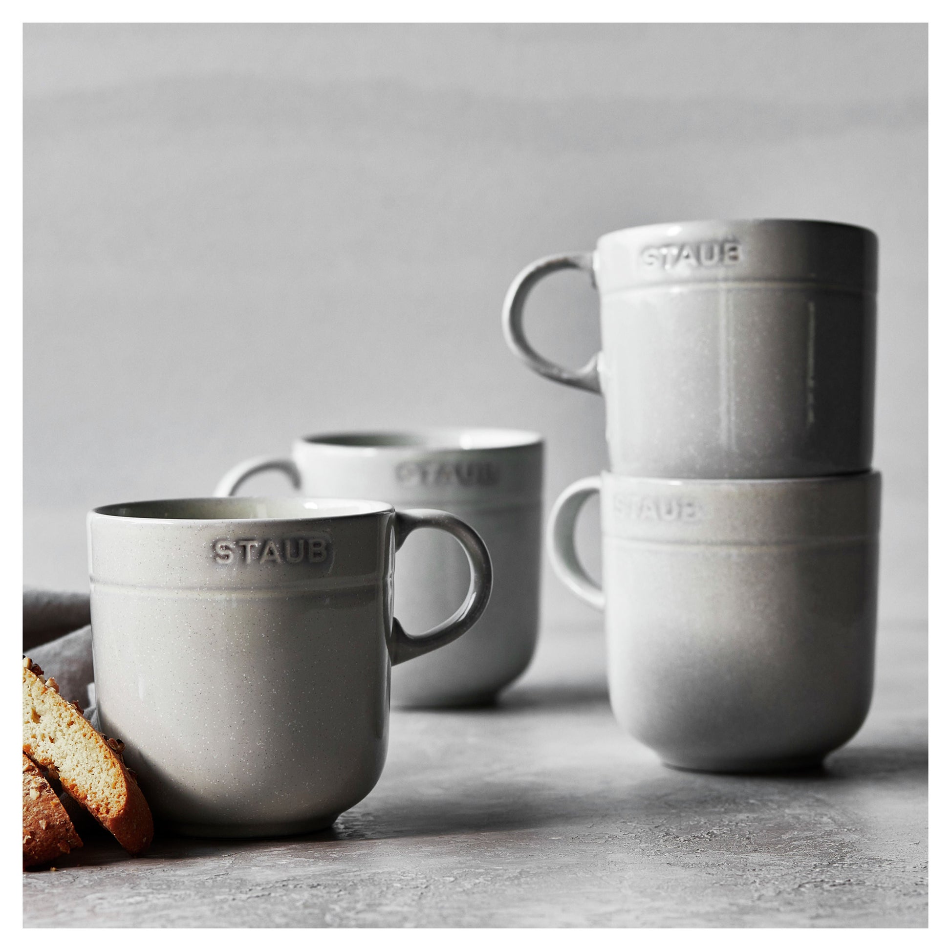 STAUB Dining Line Large Mug Set 470 ml / 4 Piece, White Truffle-n/a-DECOROLALA