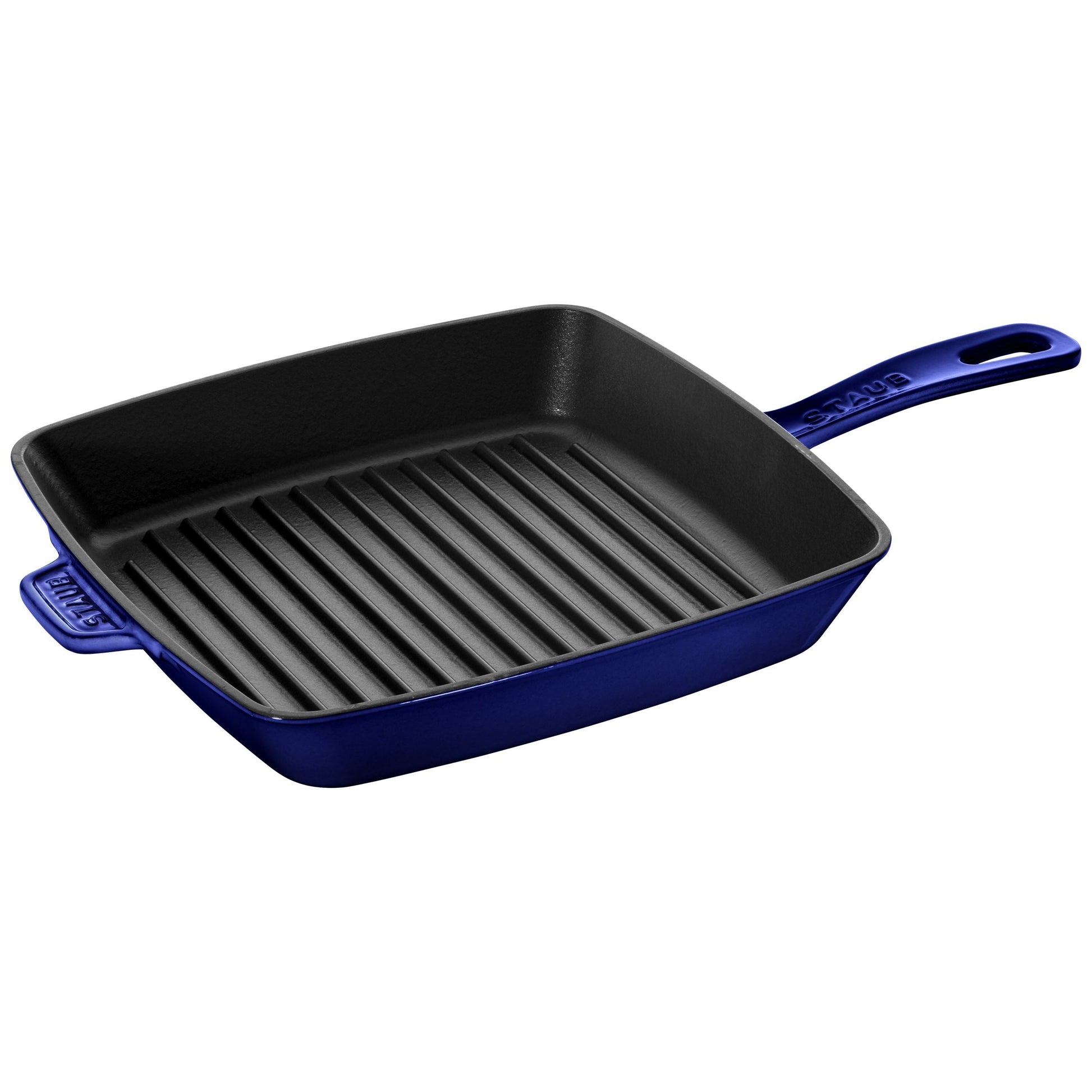 STAUB Grill Pan 30cm Cast Iron Square Dark Blue-12 Inch-DECOROLALA
