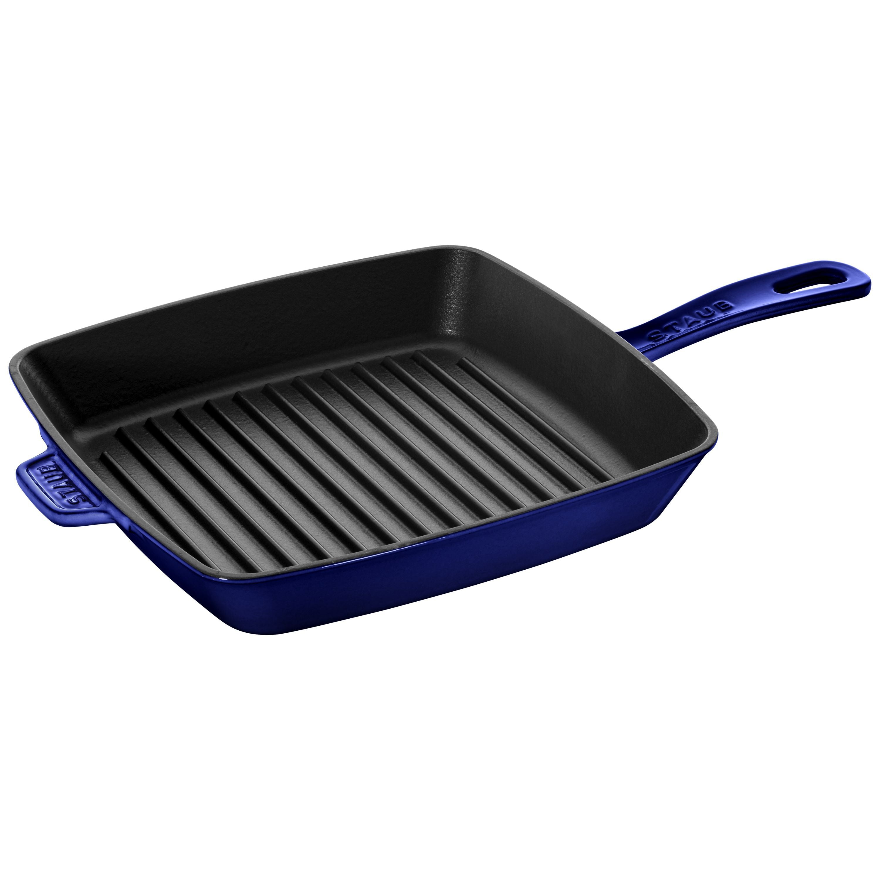 STAUB Grill Pan 30cm Cast Iron Square Dark Blue-12 Inch-DECOROLALA