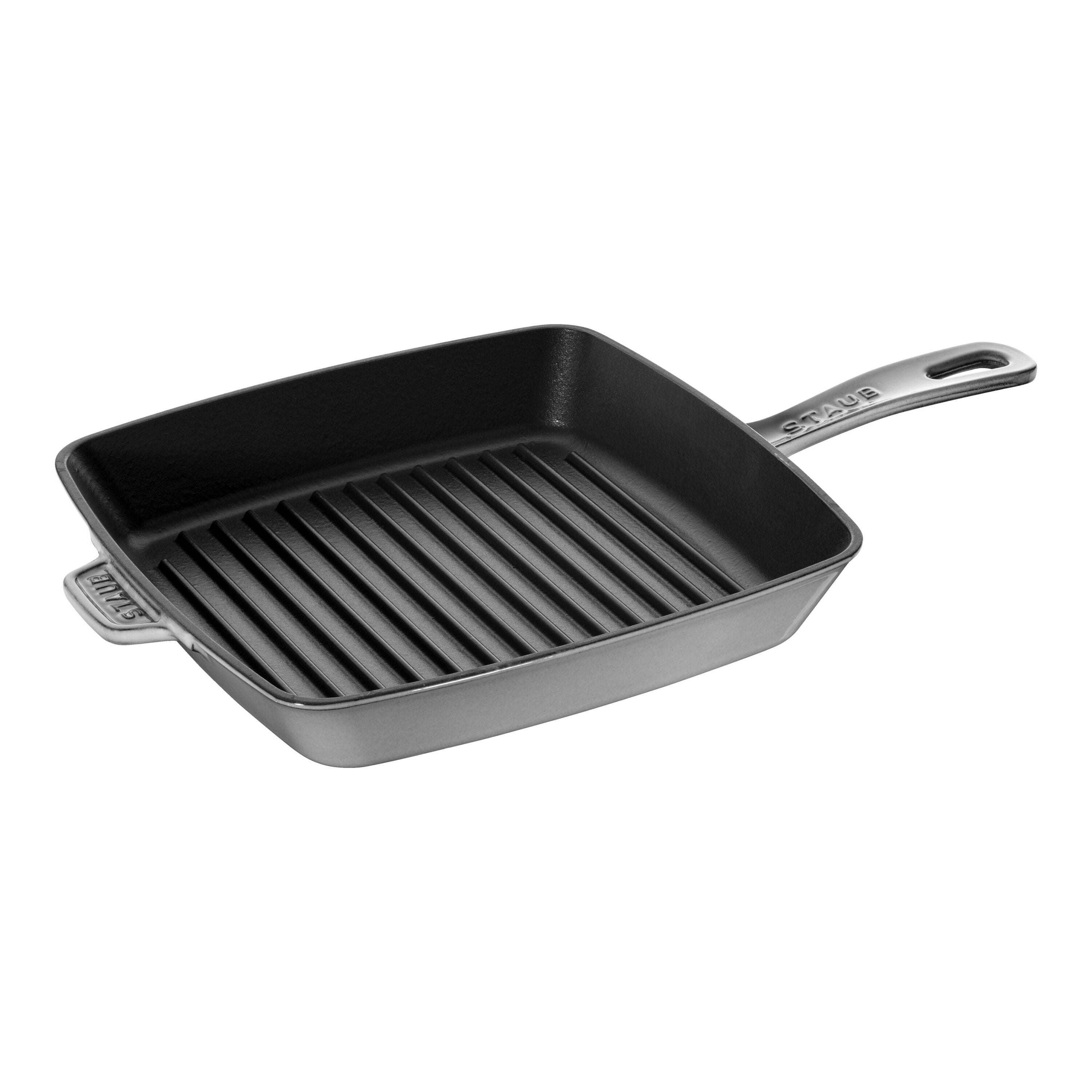 STAUB Grill Pans 26 cm Cast Iron Square American Grill, Graphite-Grey-10 Inch-DECOROLALA