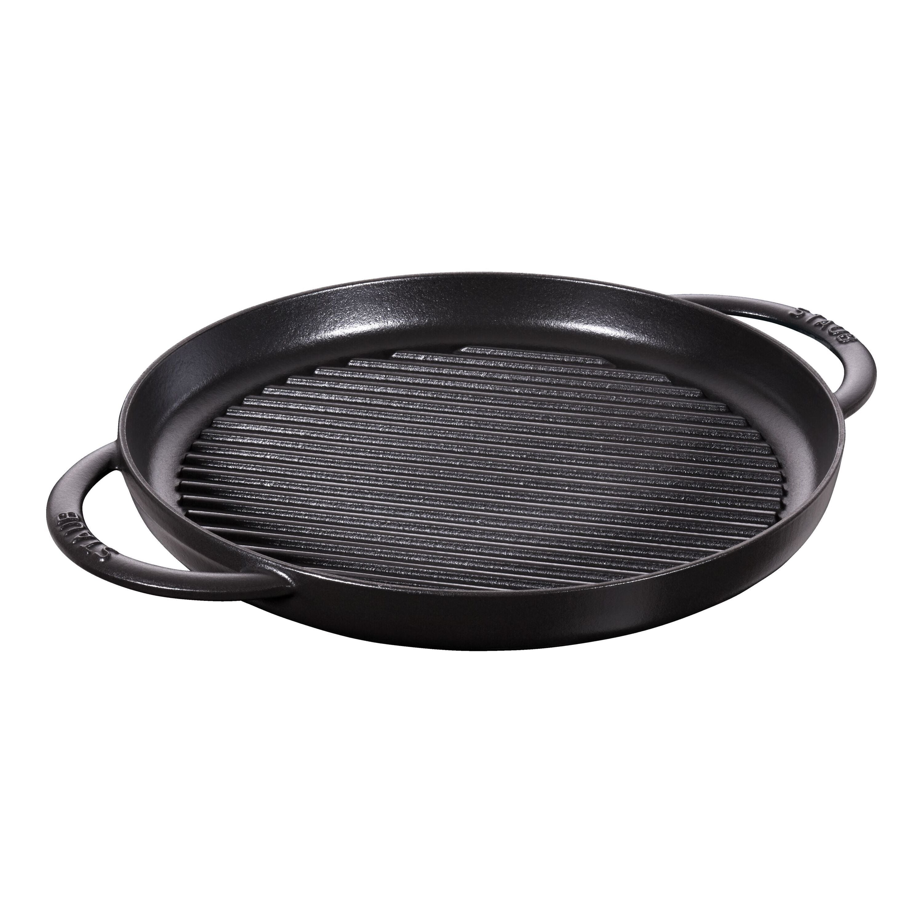 STAUB Grill Pans 30 cm Cast Iron Round Pure Grill, Black-n/a-DECOROLALA
