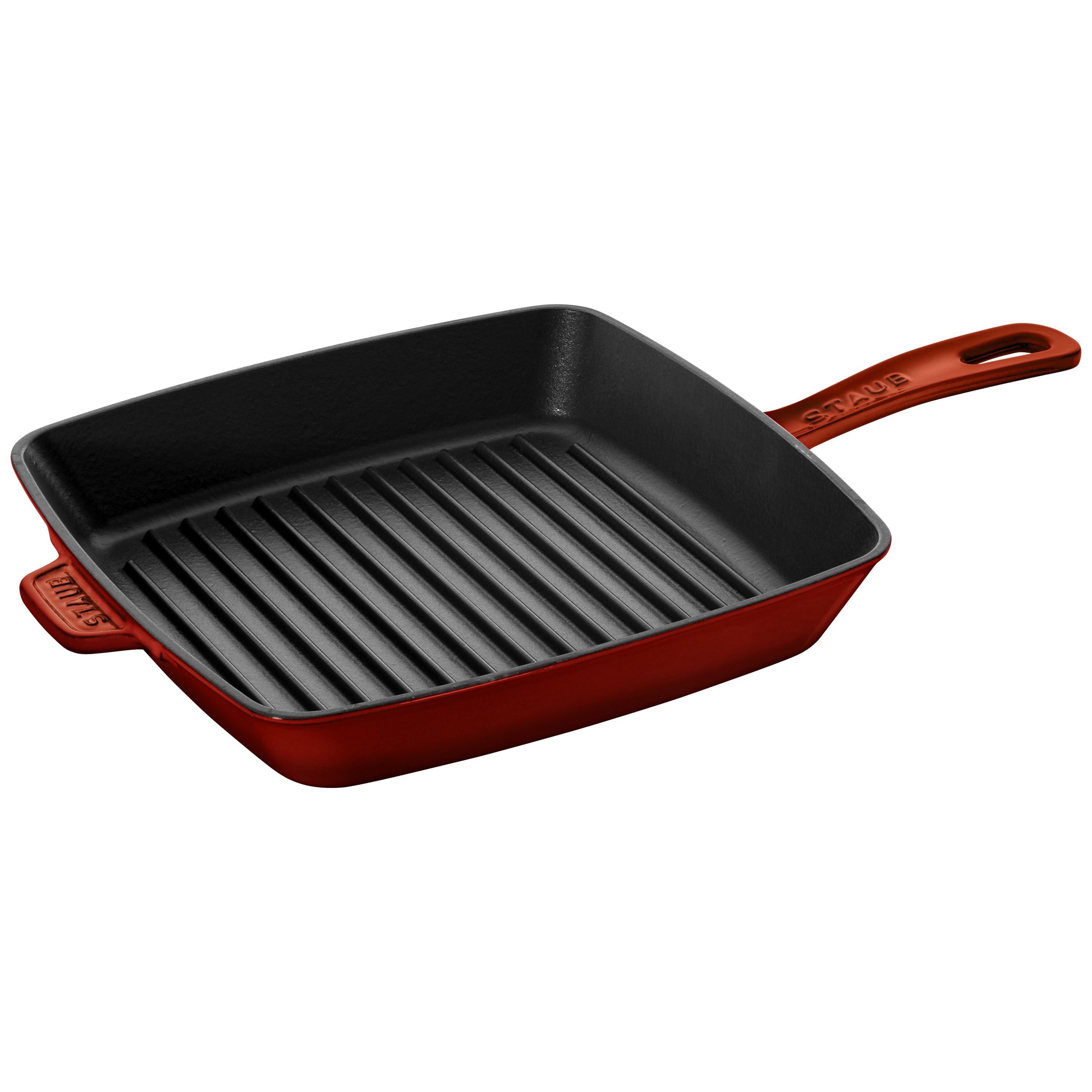 STAUB Grill Pans 30 cm Cast Iron Square American Grill, Grenadine-Red (Visual Imperfections - B STOCK)-Griddl-DECOROLALA