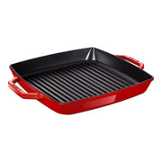 STAUB Grill Pans 33 cm / 13 inch Cast Iron Square Grill Pan, Cherry-13 Inch-DECOROLALA
