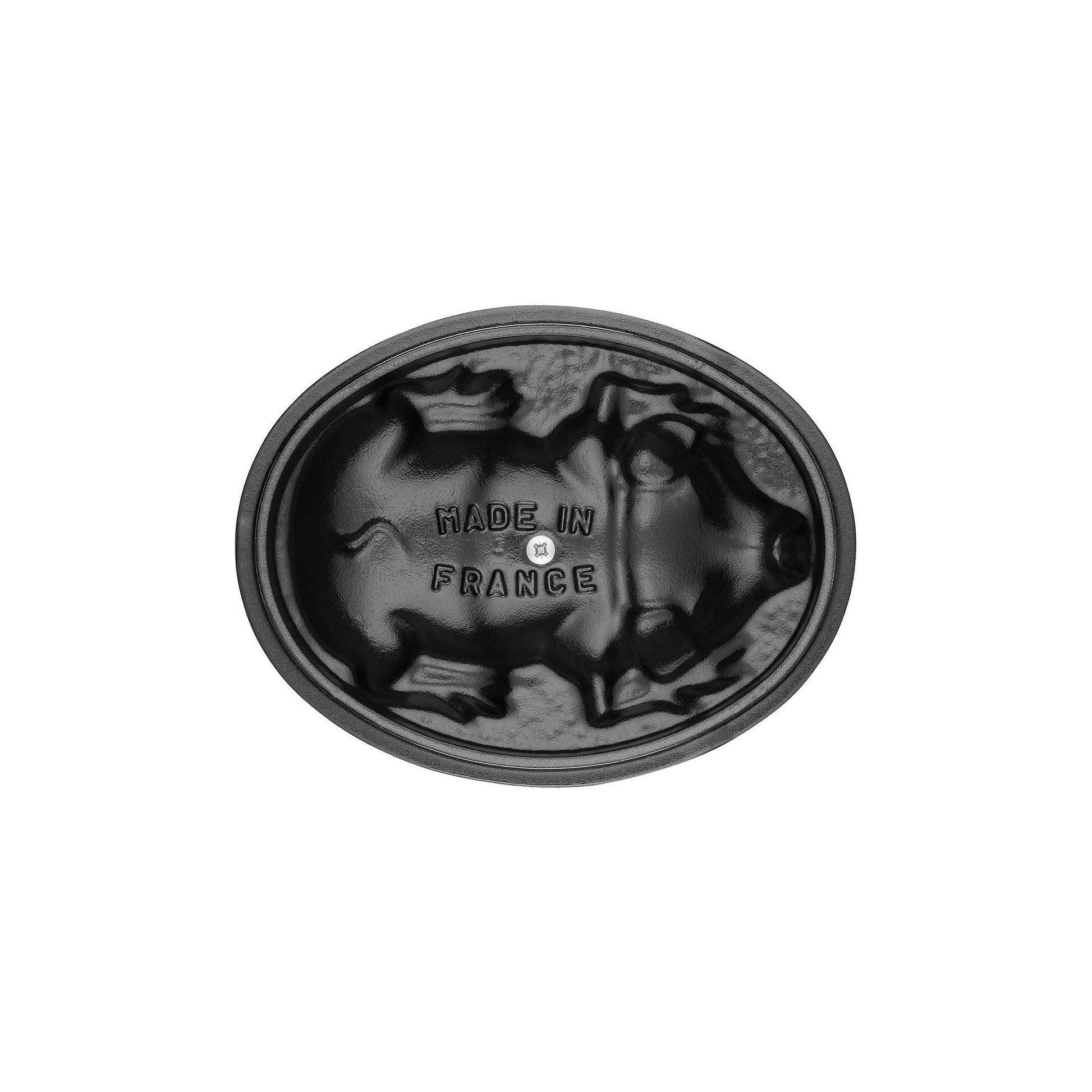 STAUB La Cocotte 1 L Cast Iron Oval Cocotte Pig Lid, Graphite-Grey-Cookware-DECOROLALA