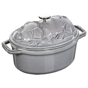 STAUB La Cocotte 1 L Cast Iron Oval Cocotte Pig Lid, Graphite-Grey-Cookware-DECOROLALA