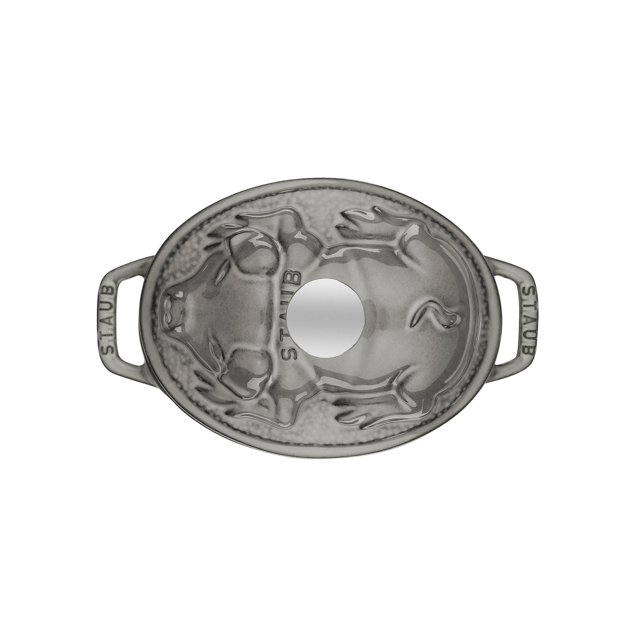 STAUB La Cocotte 1L Cast Iron Oval Pig Lid Graphite-Cookware-DECOROLALA