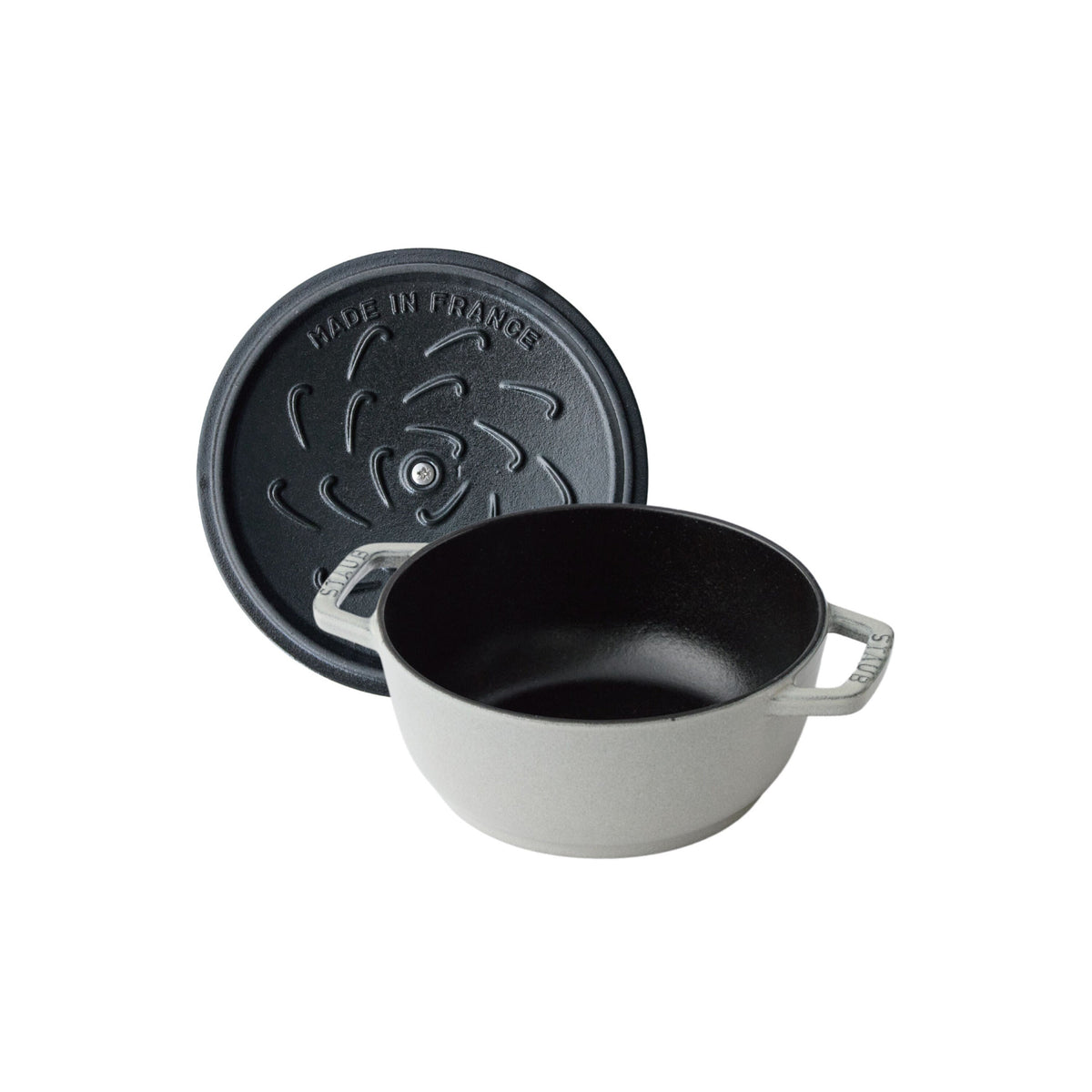 STAUB La Cocotte 1.1 L Cast Iron Round French Oven Marguerite, White Truffle-Cookware-DECOROLALA