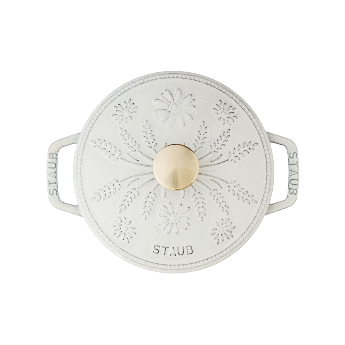 STAUB La Cocotte 1.1 L Cast Iron Round French Oven Marguerite, White Truffle-n/a-DECOROLALA