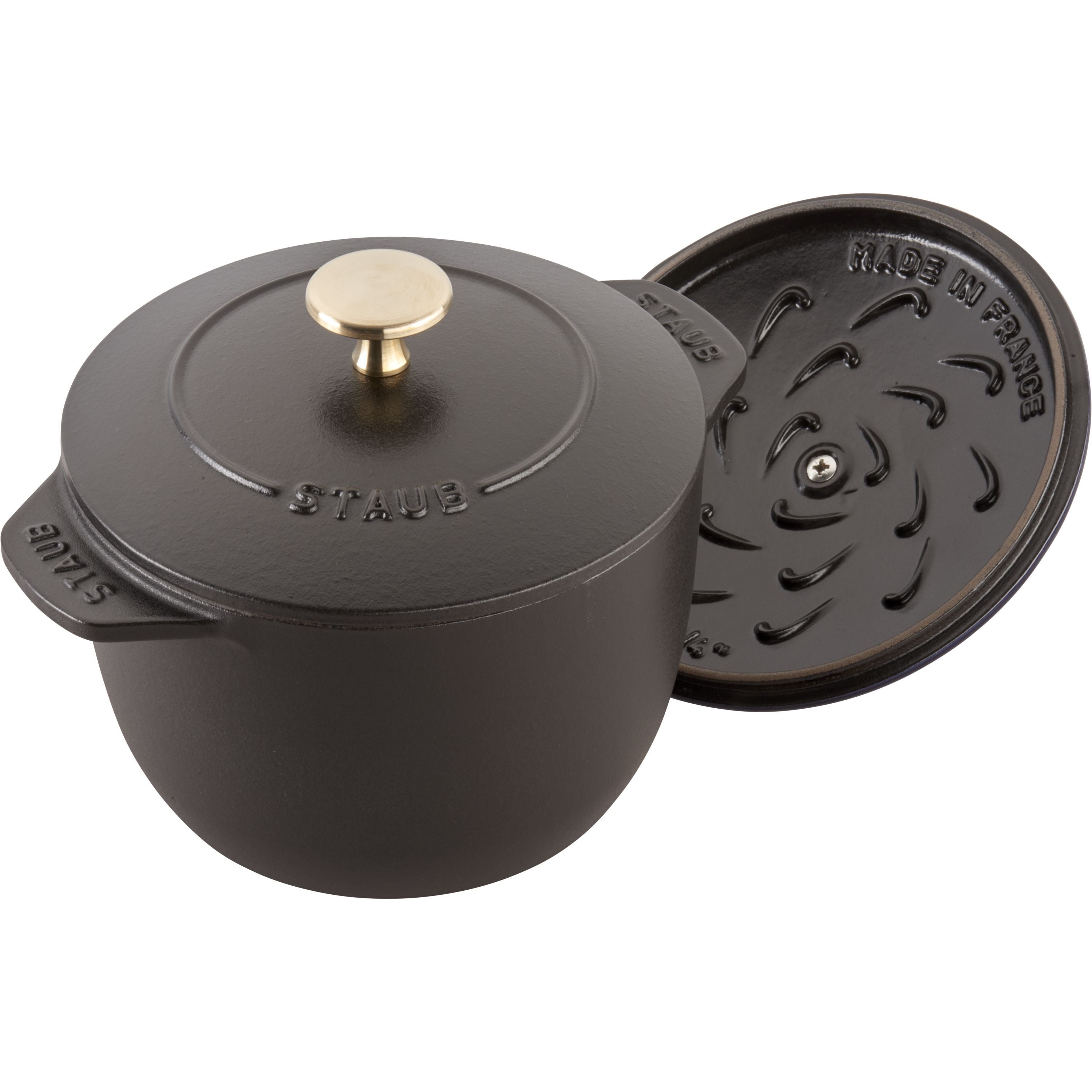 STAUB La Cocotte 1.75 L Cast Iron Round Rice Cocotte, Black-Cookware-DECOROLALA