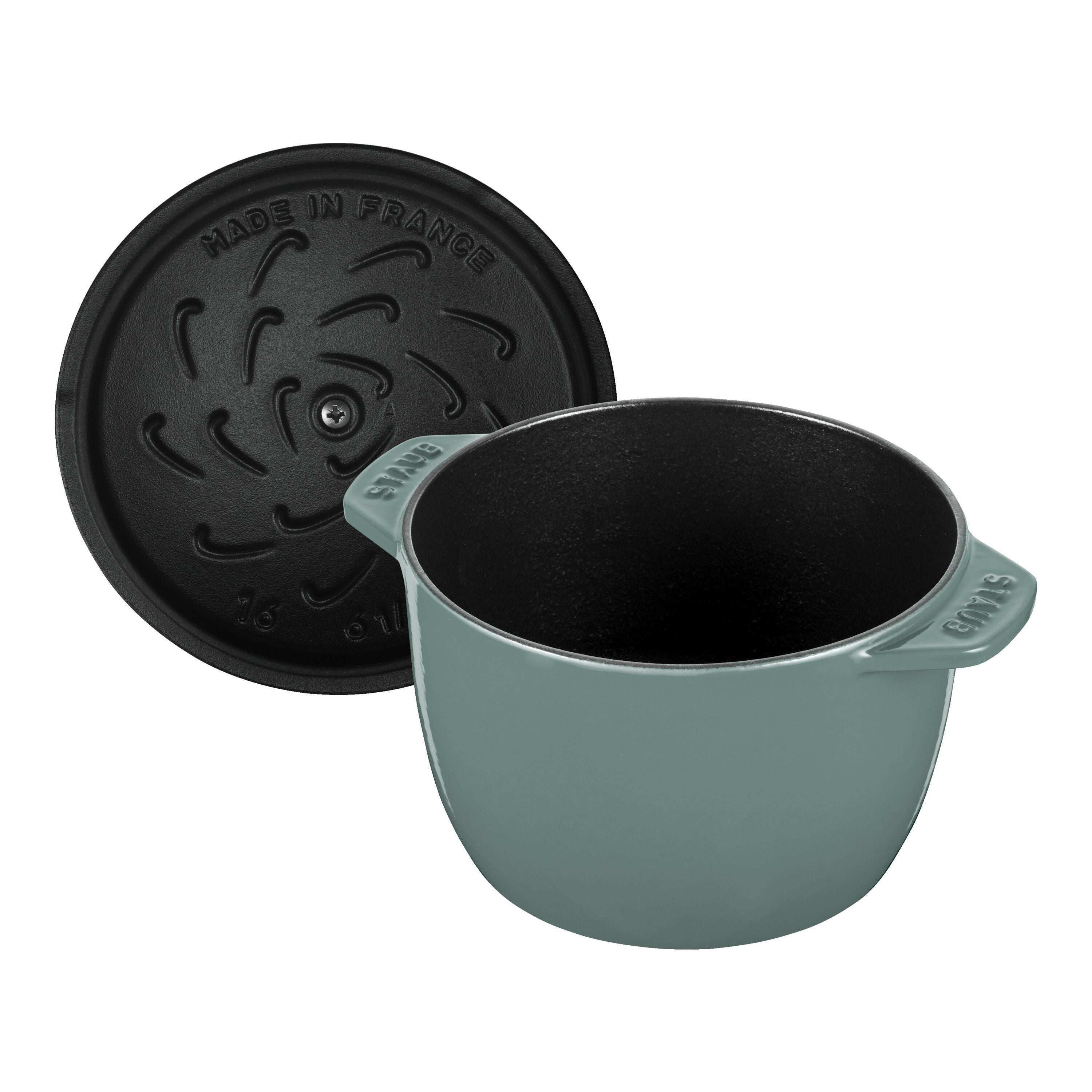 STAUB La Cocotte 1.75 L Cast Iron Round Rice Cocotte, Eucalyptus-Cookware-DECOROLALA