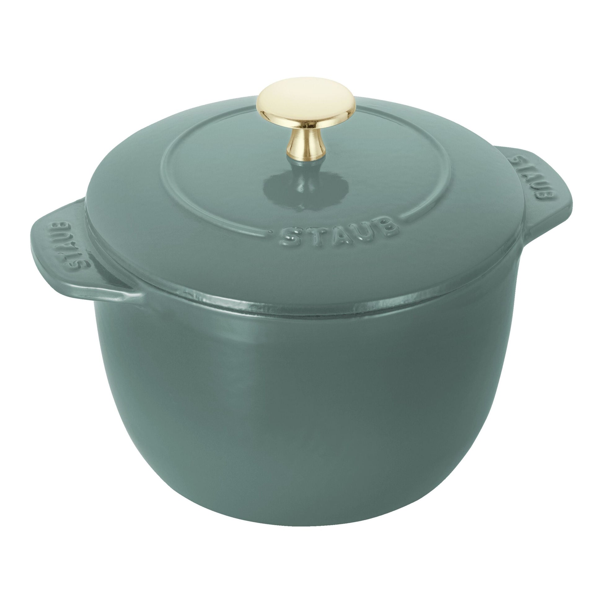 STAUB La Cocotte 1.75 L Cast Iron Round Rice Cocotte, Eucalyptus-Cookware-DECOROLALA