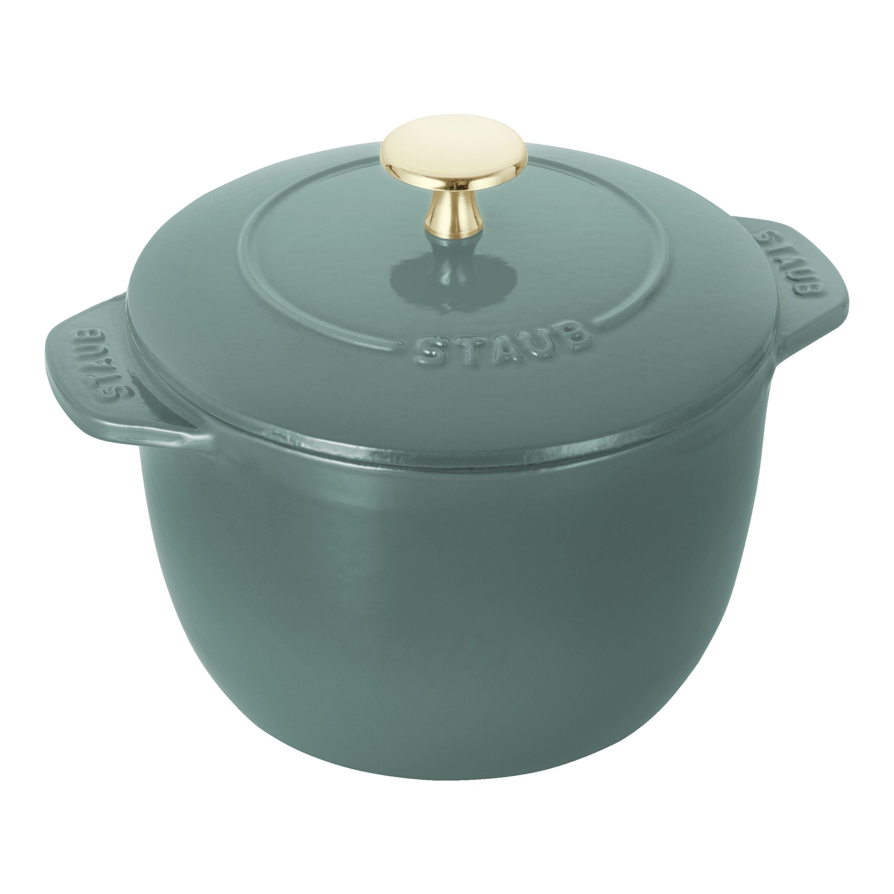 STAUB La Cocotte 1.75 L Cast Iron Round Rice Cocotte, Eucalyptus-Cookware-DECOROLALA