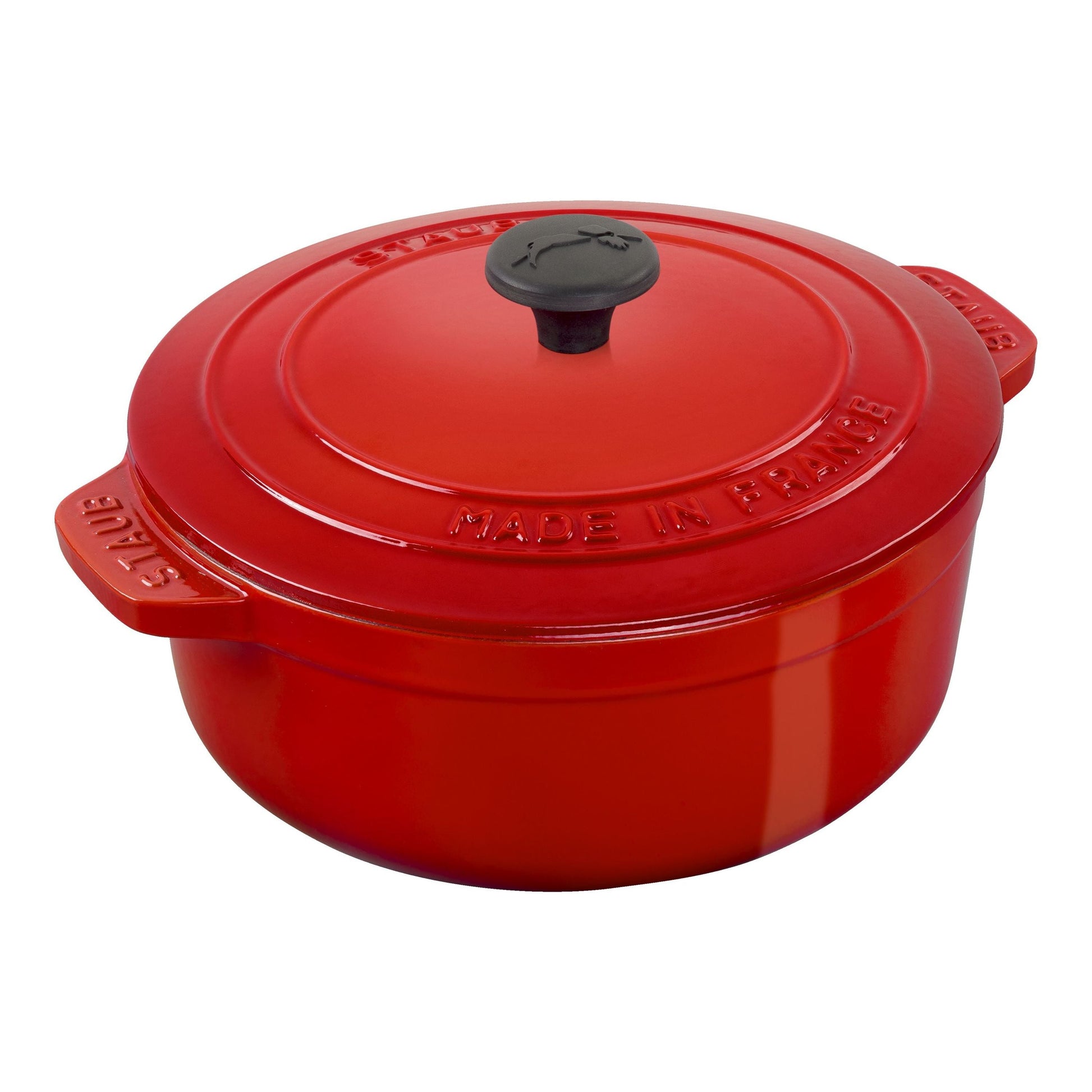 STAUB La Cocotte 24 cm Cast Iron Round Essential Cocotte, Cherry (Visual Imperfections - B STOCK)-Dutch Oven-DECOROLALA