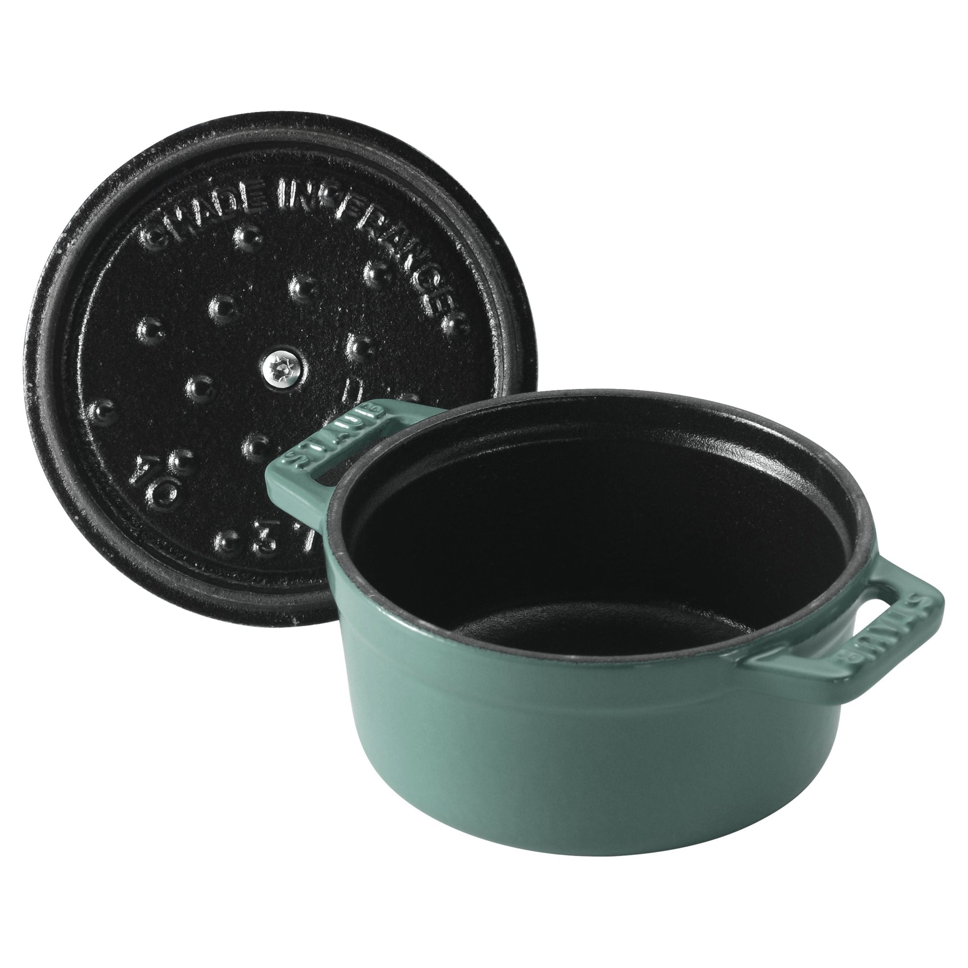 STAUB La Cocotte 250 mL Cast Iron Round Mini Cocotte, Eucalyptus-Cookware-DECOROLALA