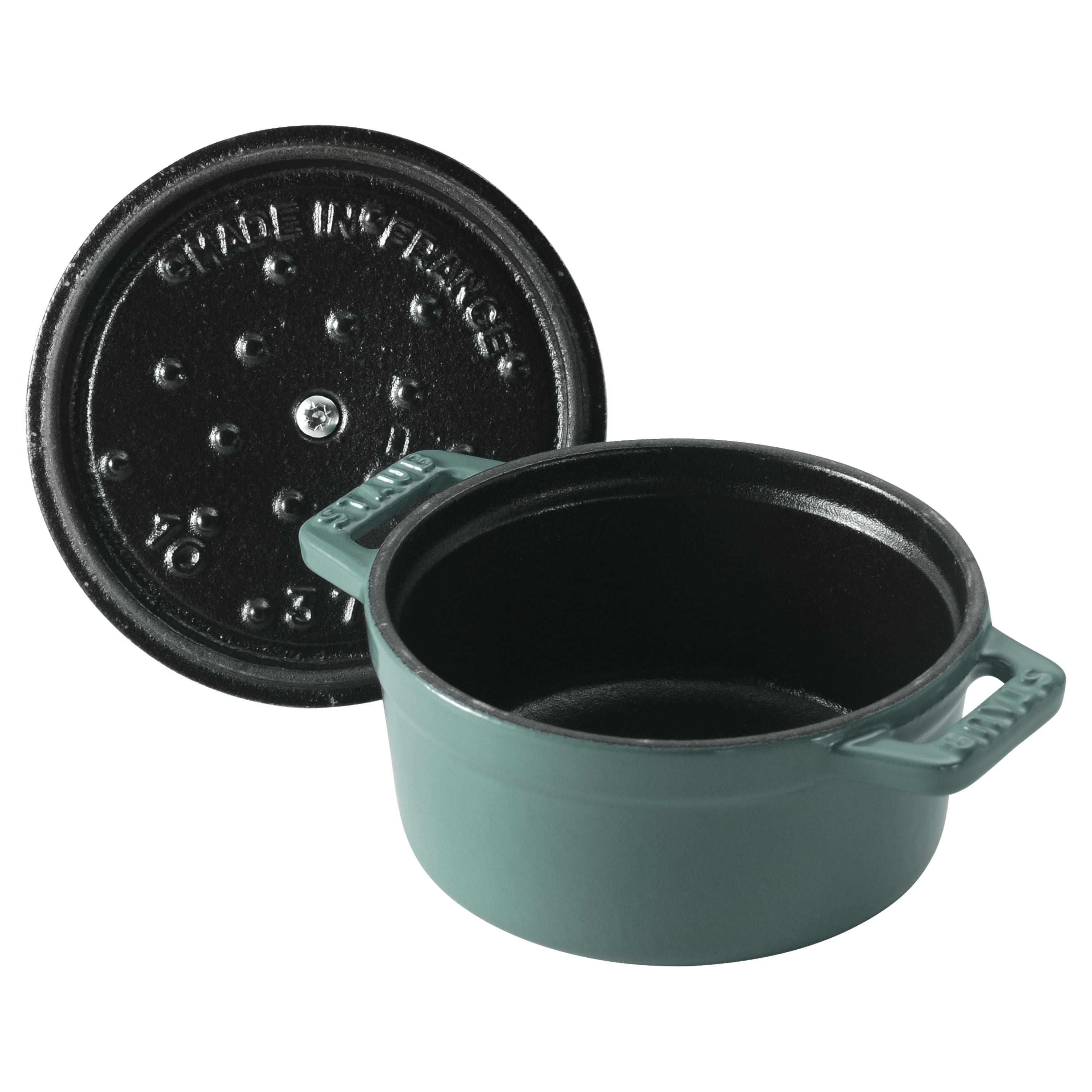 STAUB La Cocotte 250 mL Cast Iron Round Mini Cocotte, Eucalyptus-Cookware-DECOROLALA
