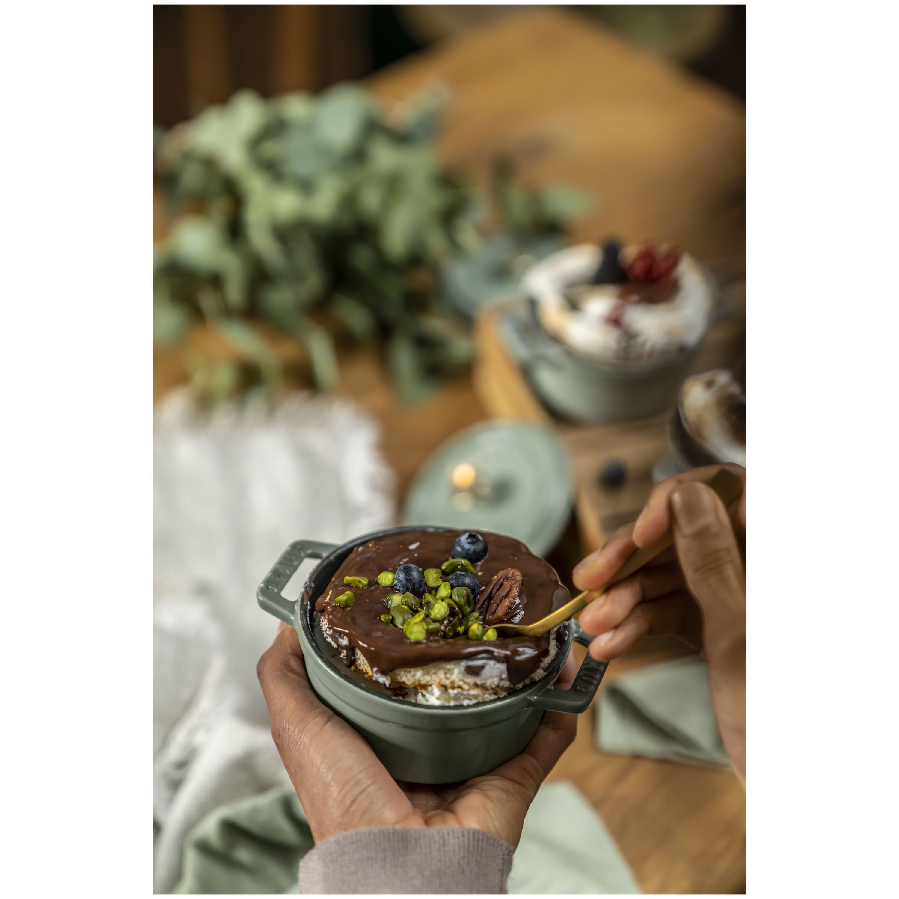 STAUB La Cocotte 250 mL Cast Iron Round Mini Cocotte, Eucalyptus-Cookware-DECOROLALA