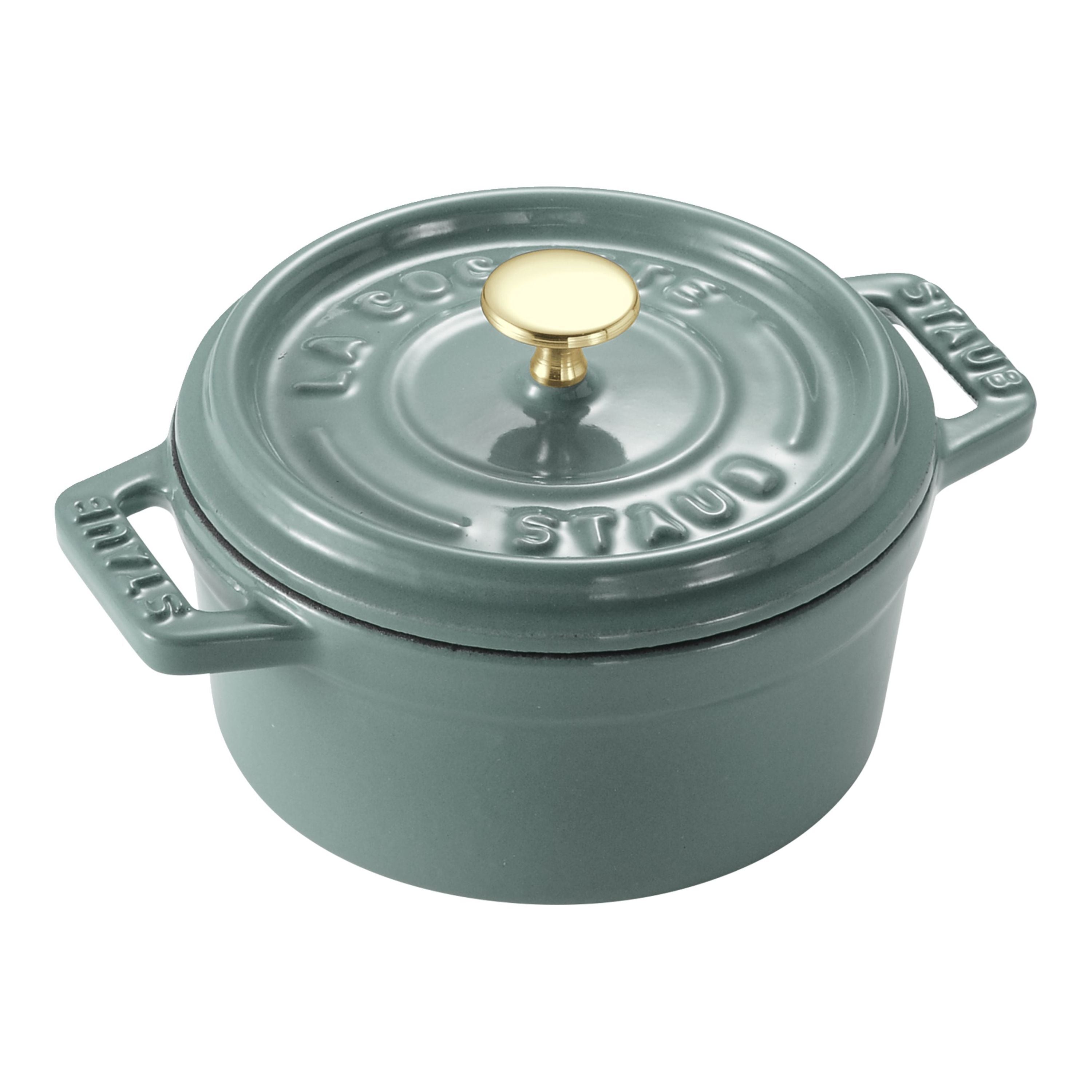STAUB La Cocotte 250 mL Cast Iron Round Mini Cocotte, Eucalyptus-Cookware-DECOROLALA
