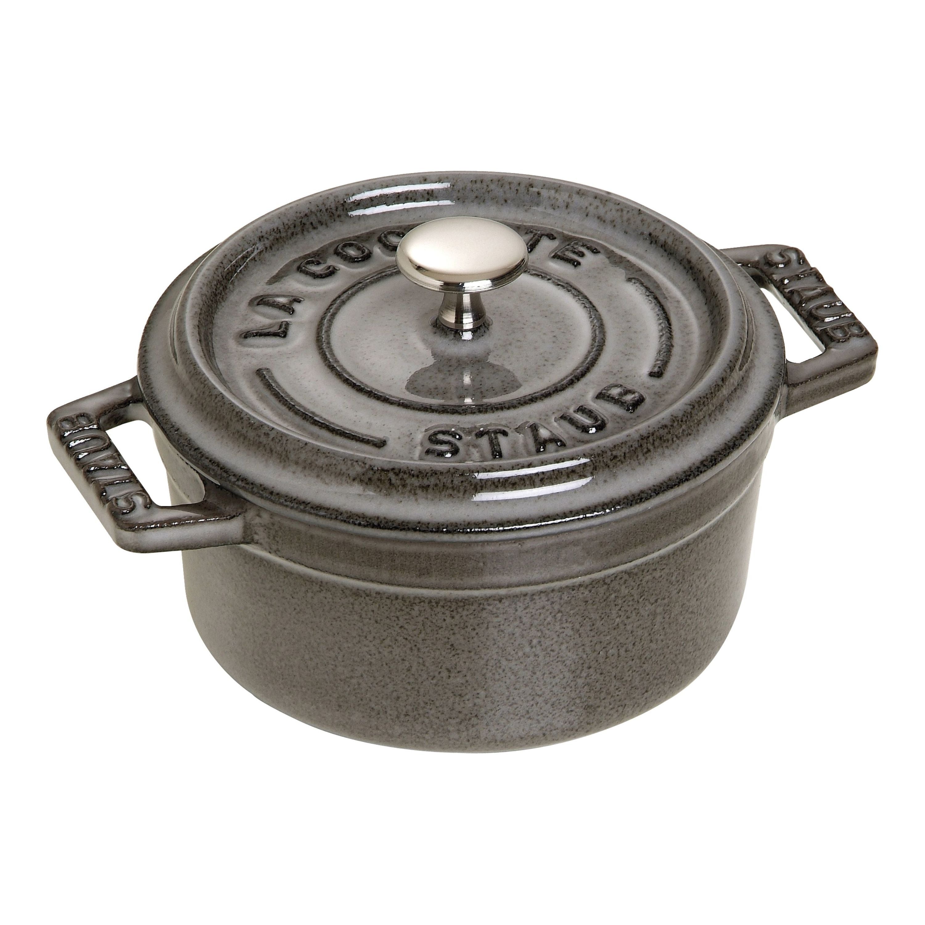 STAUB La Cocotte 250 mL Cast Iron Round Mini Cocotte, Graphite-Grey-Cookware-DECOROLALA