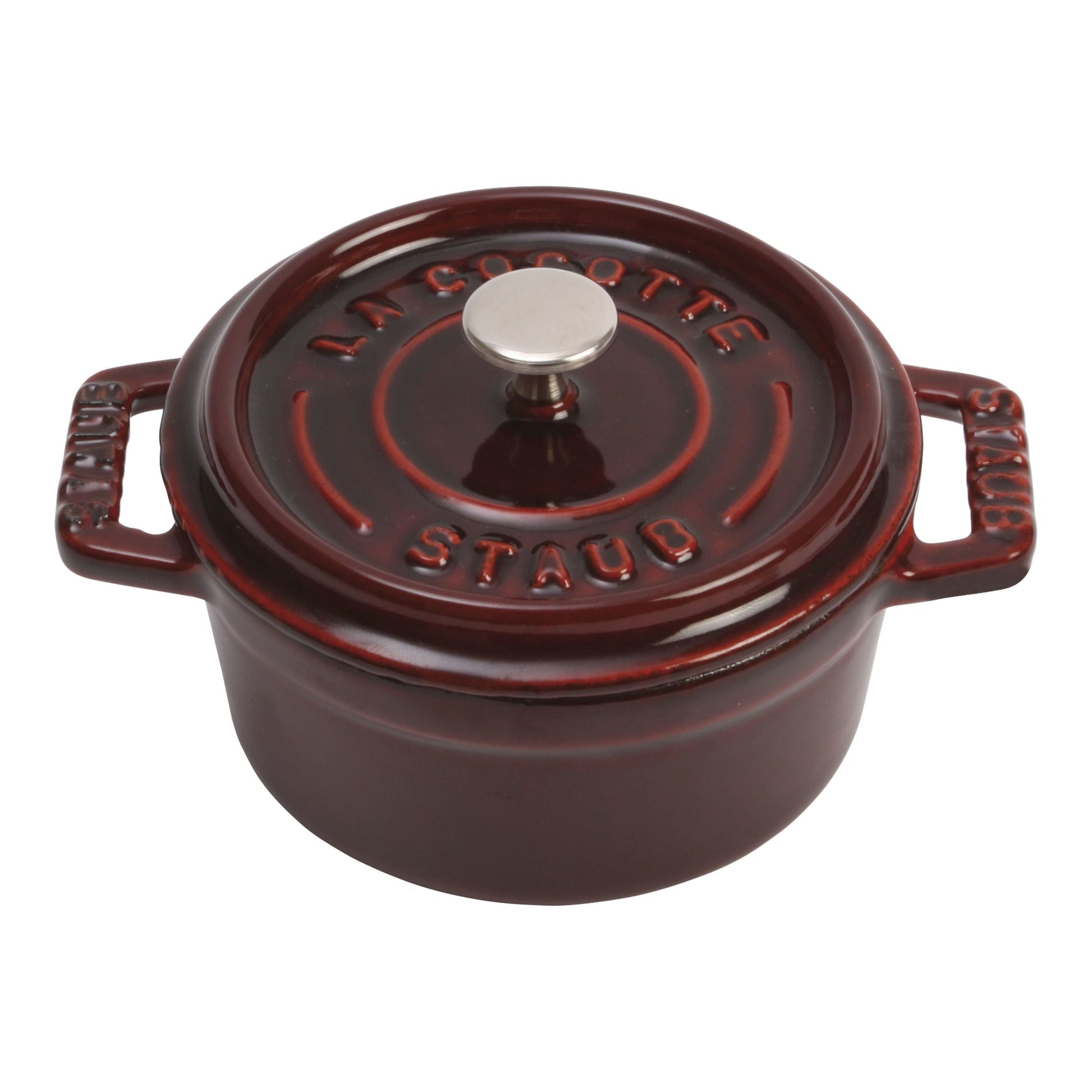 STAUB La Cocotte 250 mL Cast Iron Round Mini Cocotte, Grenadine-Red-Cookware-DECOROLALA