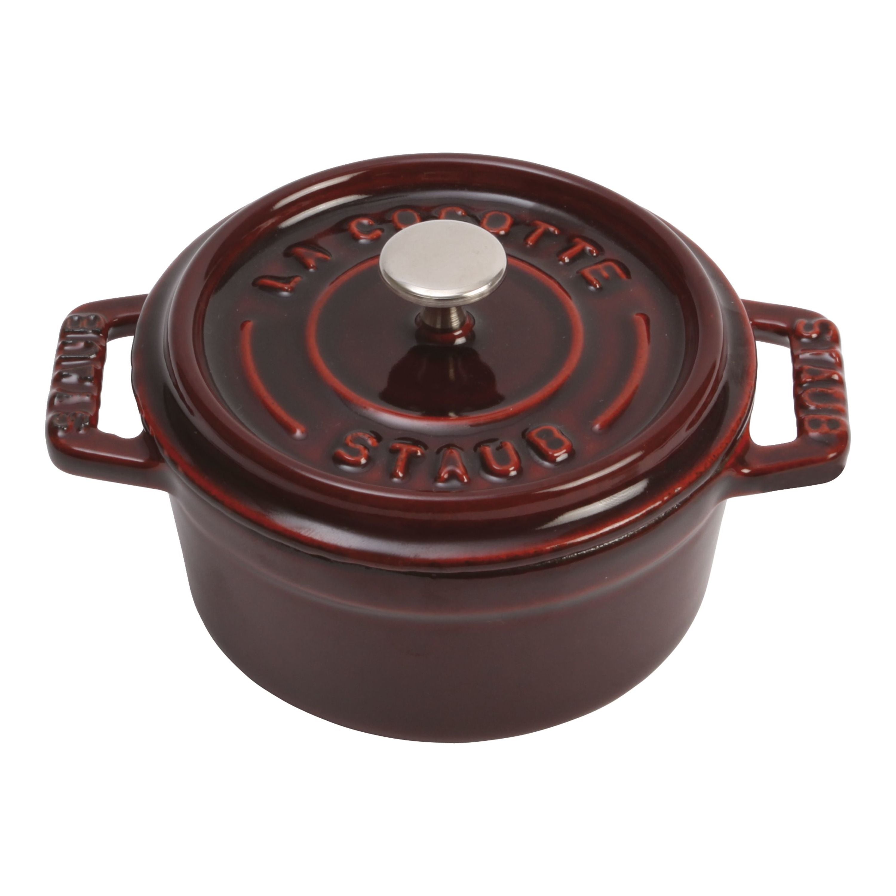 STAUB La Cocotte 250 mL Cast Iron Round Mini Cocotte, Grenadine-Red-Cookware-DECOROLALA