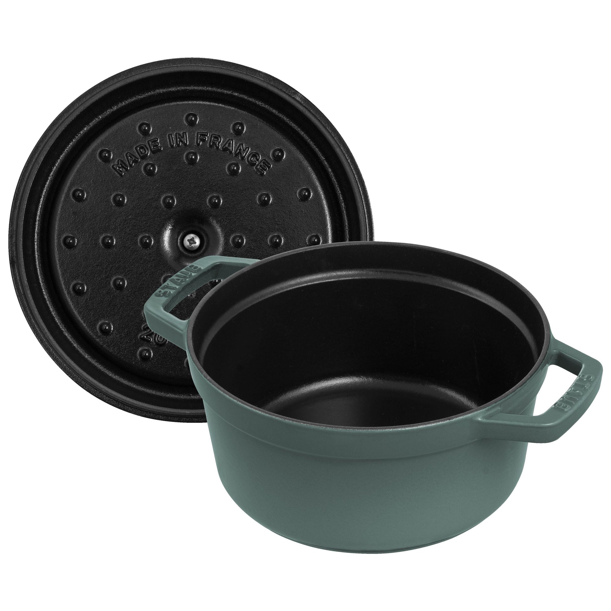 STAUB La Cocotte 2.2 L Cast Iron Round Cocotte, Eucalyptus-Cookware-DECOROLALA