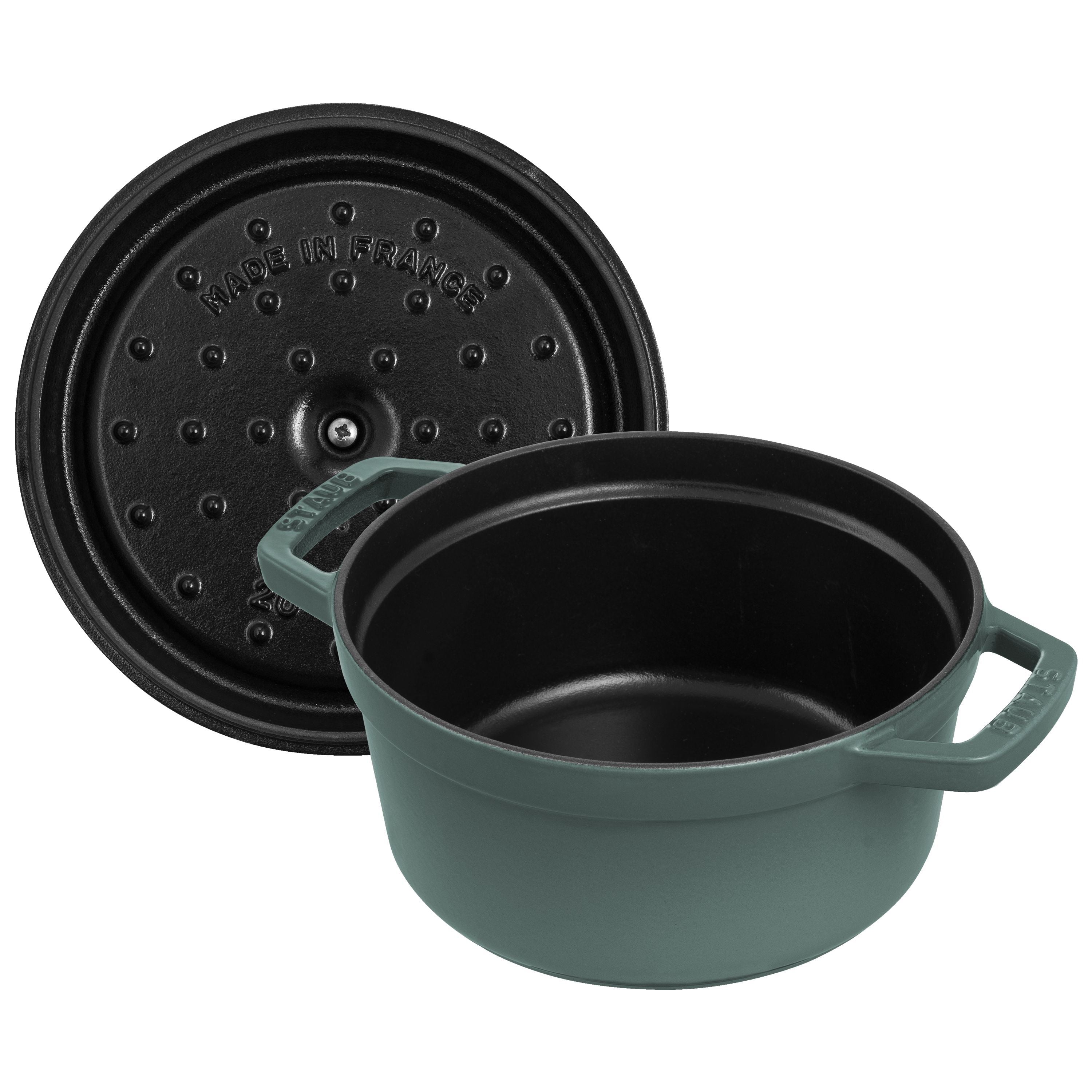 STAUB La Cocotte 2.2 L Cast Iron Round Cocotte, Eucalyptus-Cookware-DECOROLALA