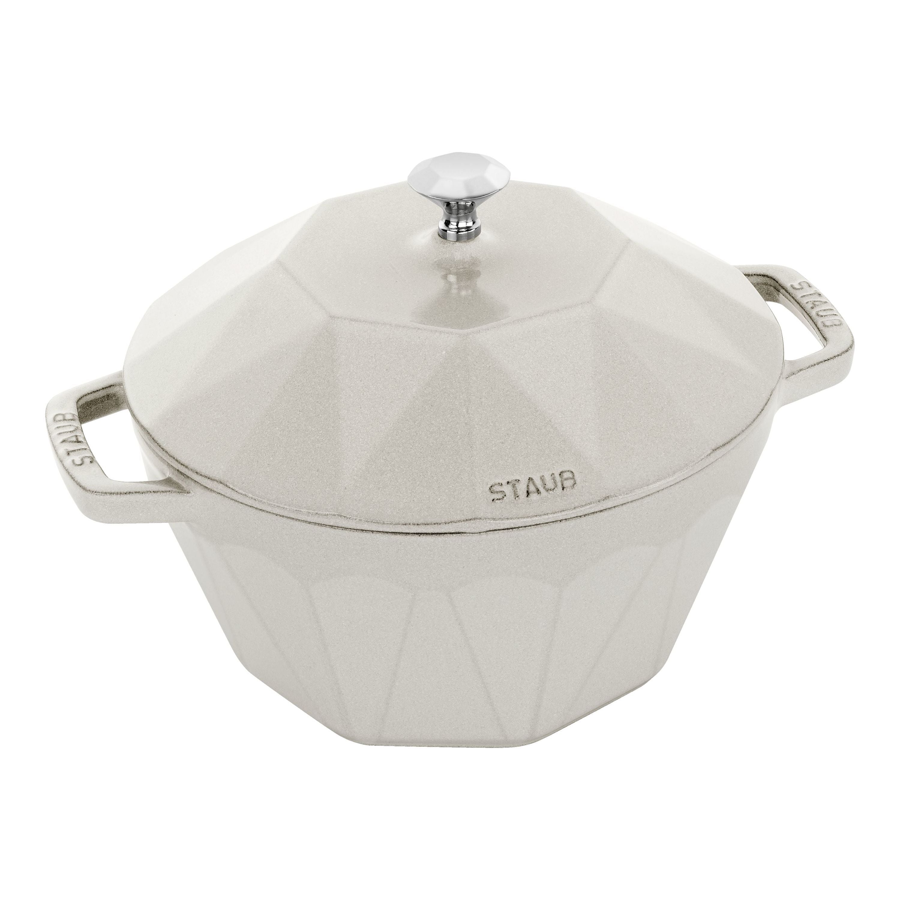 STAUB La Cocotte 2.8 L Cast Iron Diamond Cocotte, White Truffle-n/a-DECOROLALA