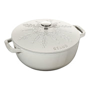STAUB La Cocotte 3.6 L Cast Iron Round French Oven Snowflake, White Truffle-Cookware-DECOROLALA