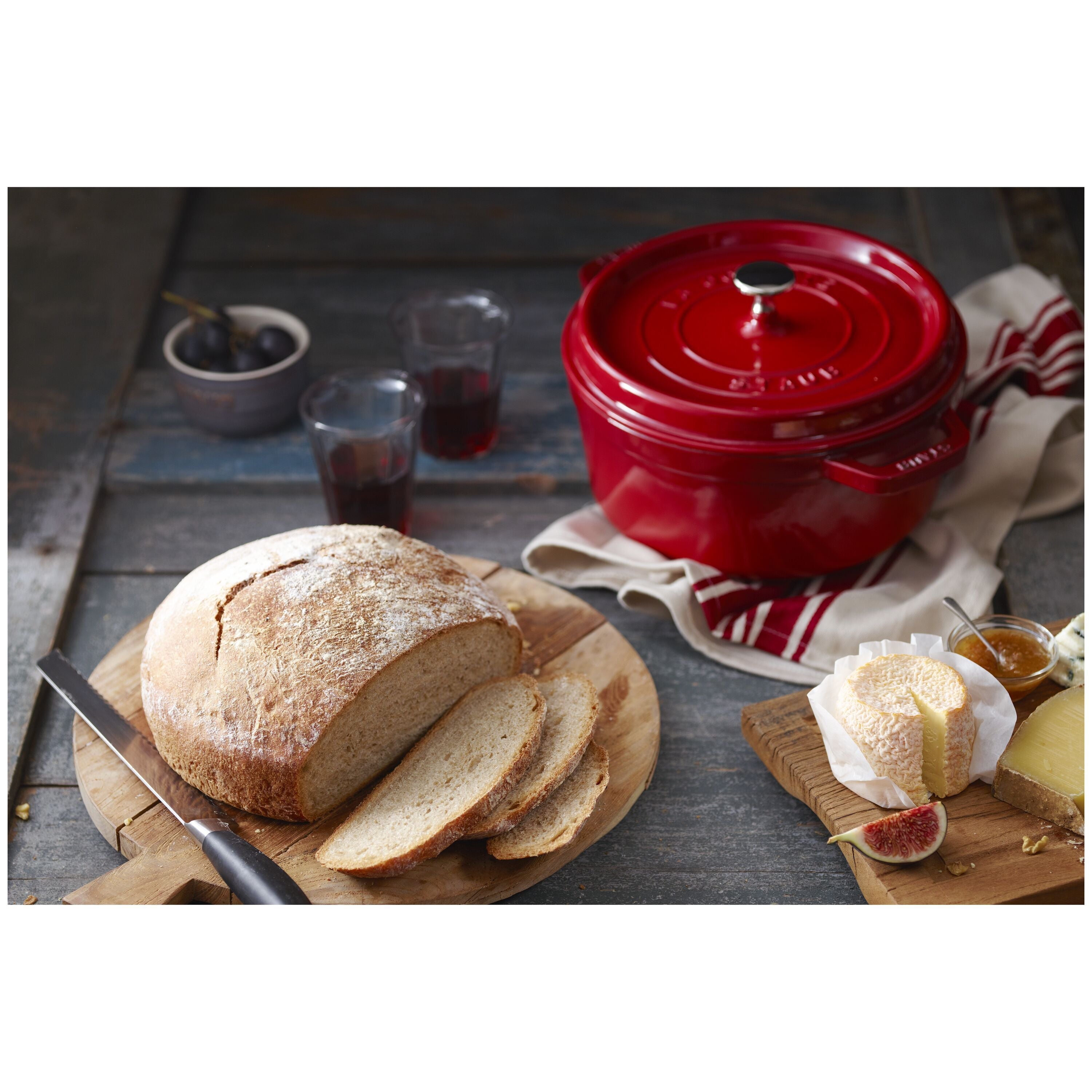 STAUB La Cocotte 3.7 L Cast Iron Round Cocotte, Cherry-Cookware-DECOROLALA