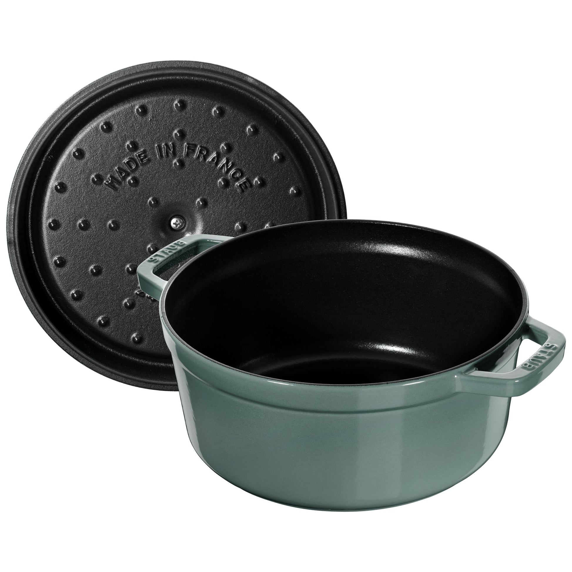 STAUB La Cocotte 3.7 L Cast Iron Round Cocotte, Eucalyptus-Cookware-DECOROLALA