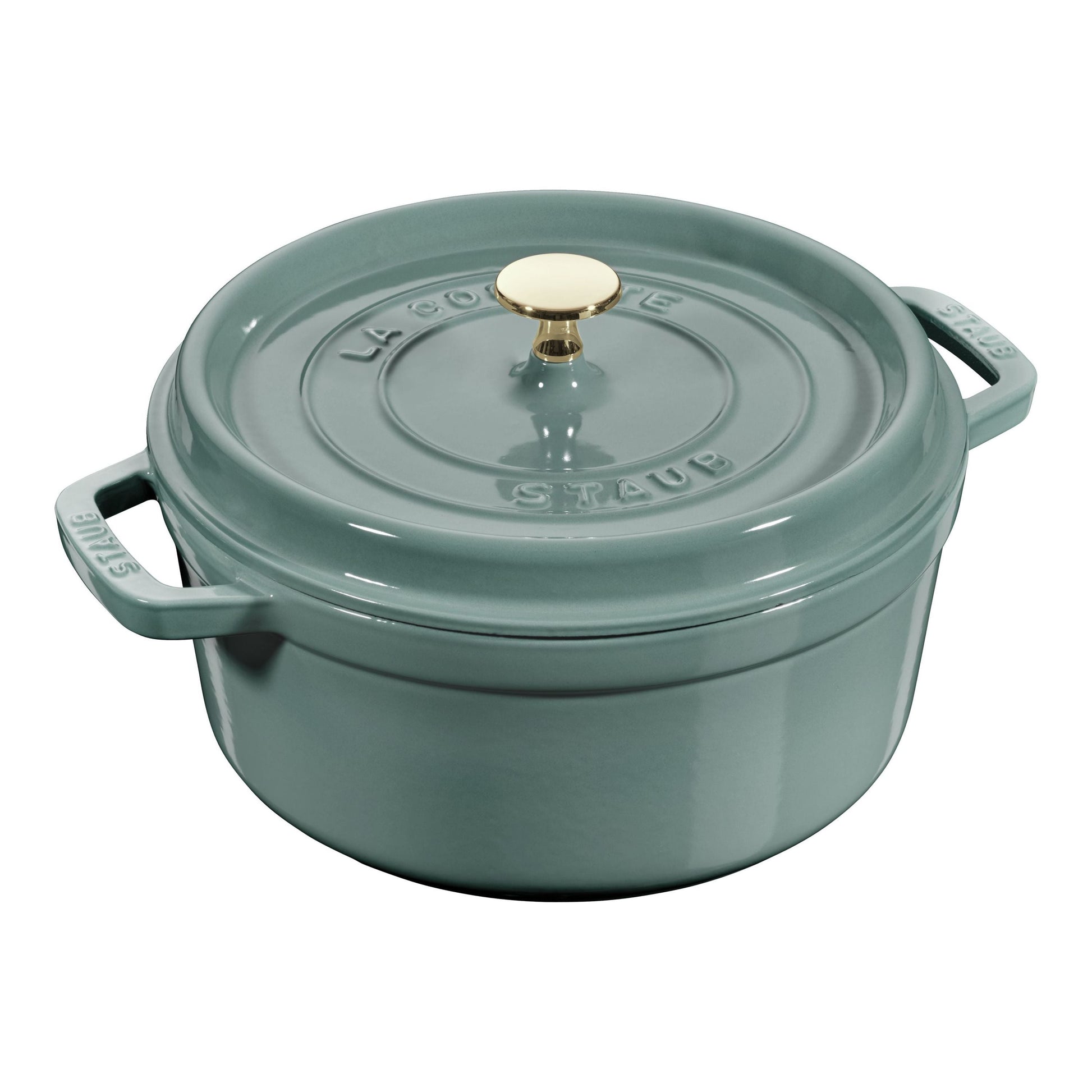 STAUB La Cocotte 3.7 L Cast Iron Round Cocotte, Eucalyptus-Cookware-DECOROLALA