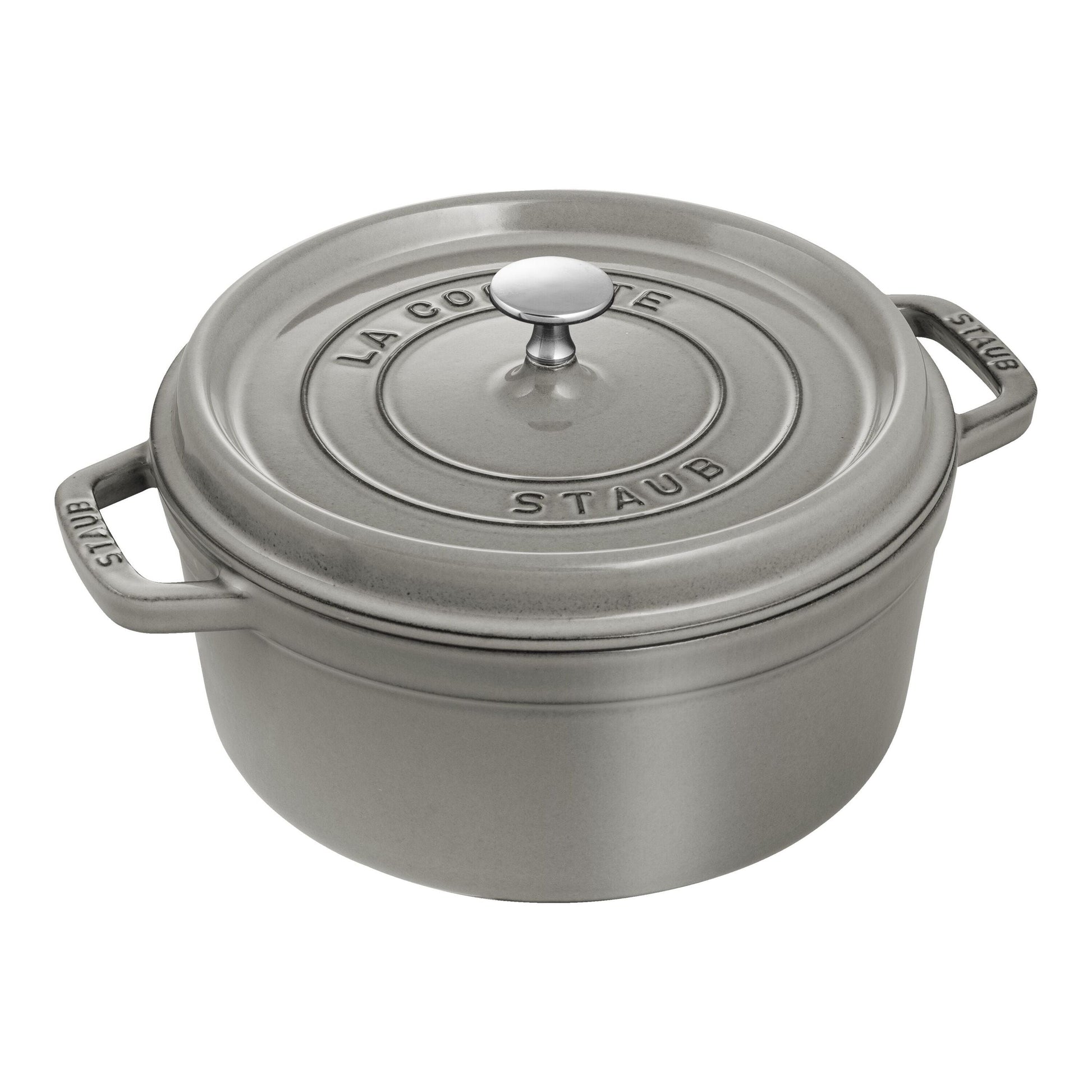 STAUB La Cocotte 3.7 L Cast Iron Round Cocotte, Graphite-Grey-Cookware-DECOROLALA