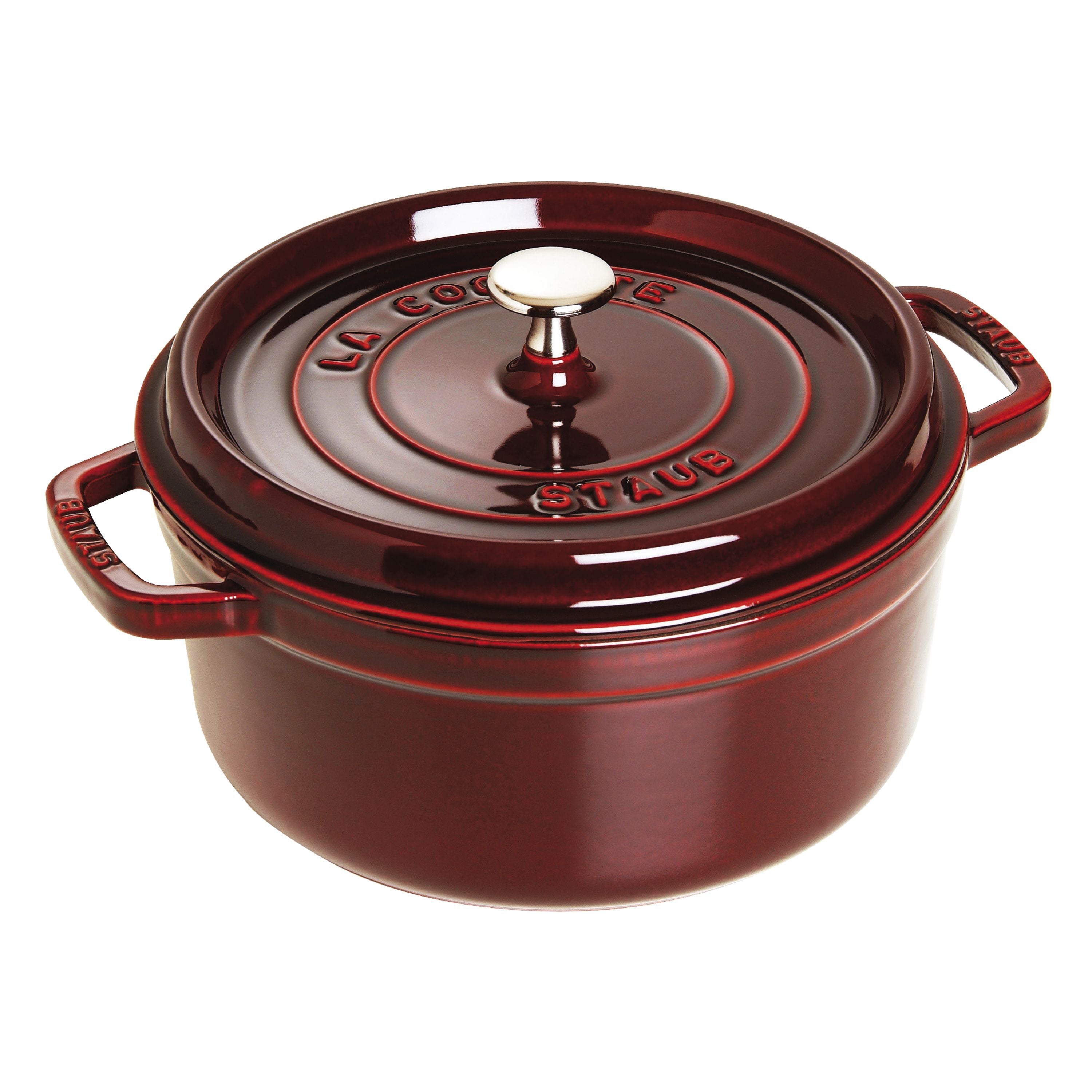 STAUB La Cocotte 3.7 L Cast Iron Round Cocotte, Grenadine-Red-Cookware-DECOROLALA