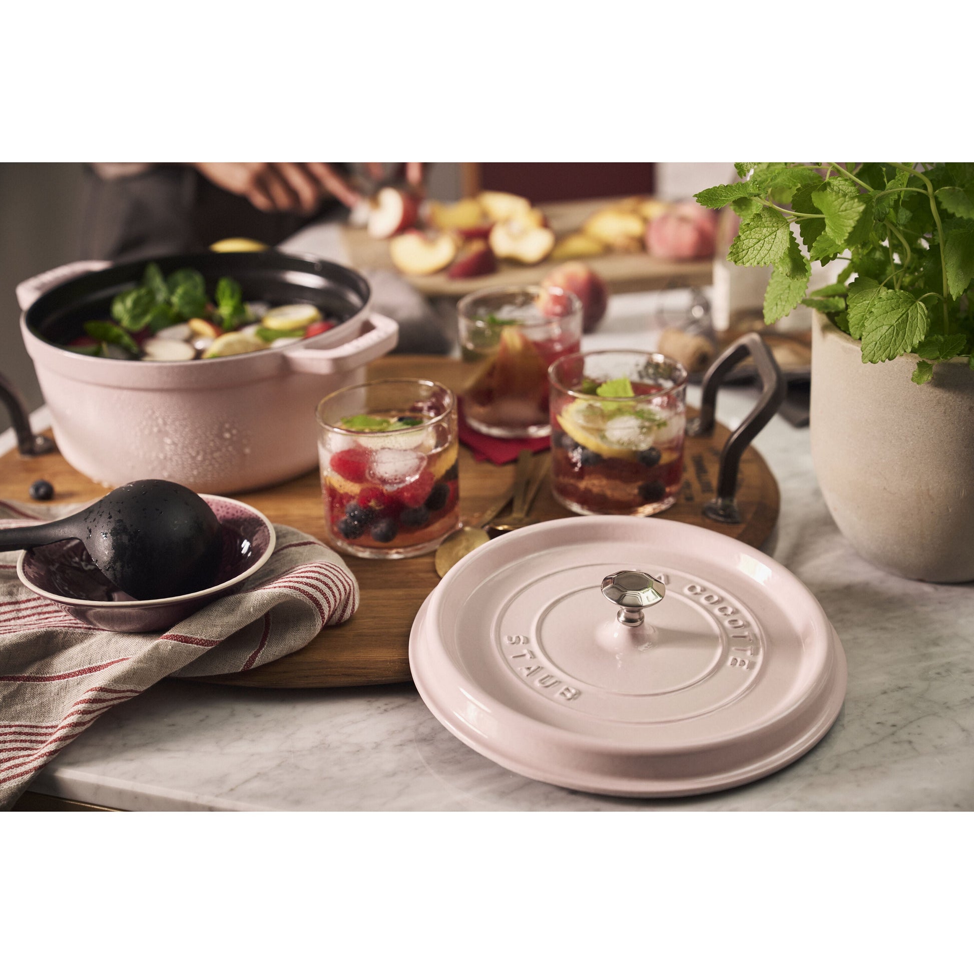 STAUB La Cocotte 3.7 L Cast Iron Round Cocotte, Sorbet Rose-Cookware-DECOROLALA