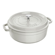 STAUB La Cocotte 4 L Cast Iron Round Cocotte Flat, White Truffle-Cocotte-DECOROLALA
