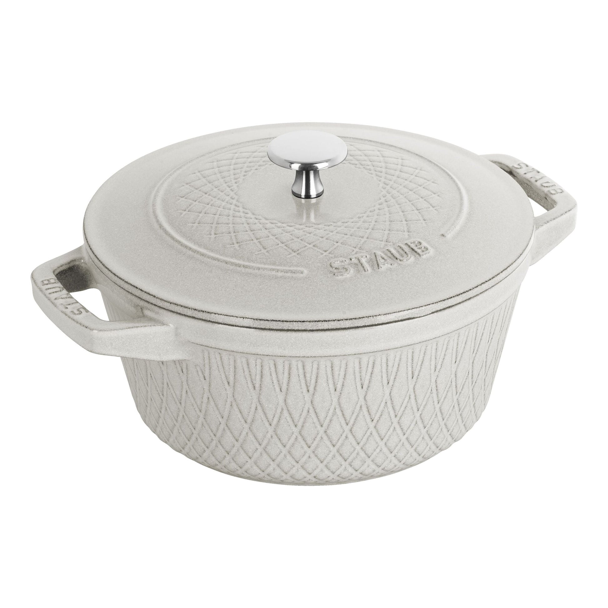 STAUB La Cocotte 4 L Cast Iron Round Twister Cocotte, White Truffle-Cookware-DECOROLALA