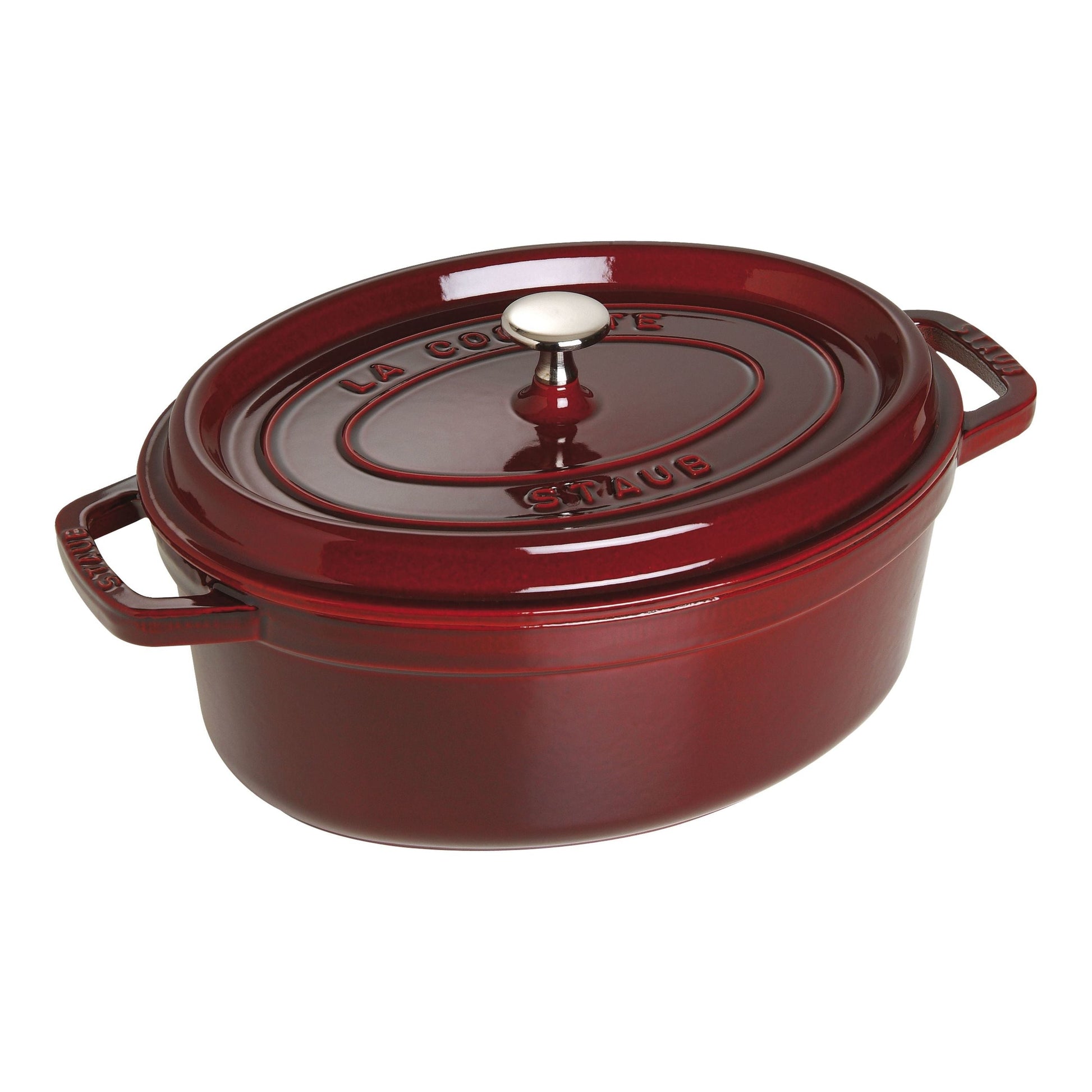 STAUB La Cocotte 4.25 L Cast Iron Oval Cocotte, Grenadine-Red-Cookware-DECOROLALA