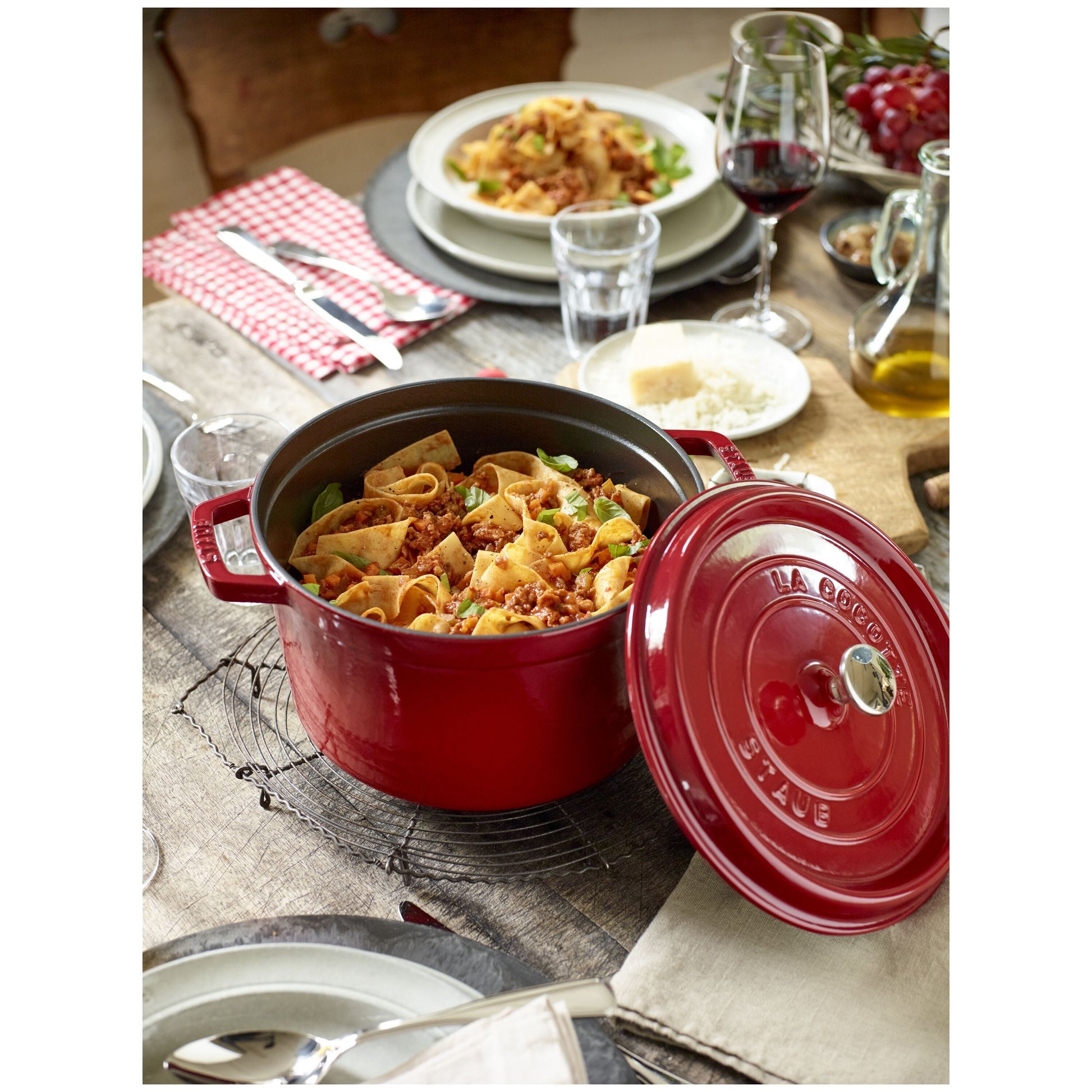 STAUB La Cocotte 4.75 L Cast Iron Round Tall Cocotte, Cherry-Cookware-DECOROLALA