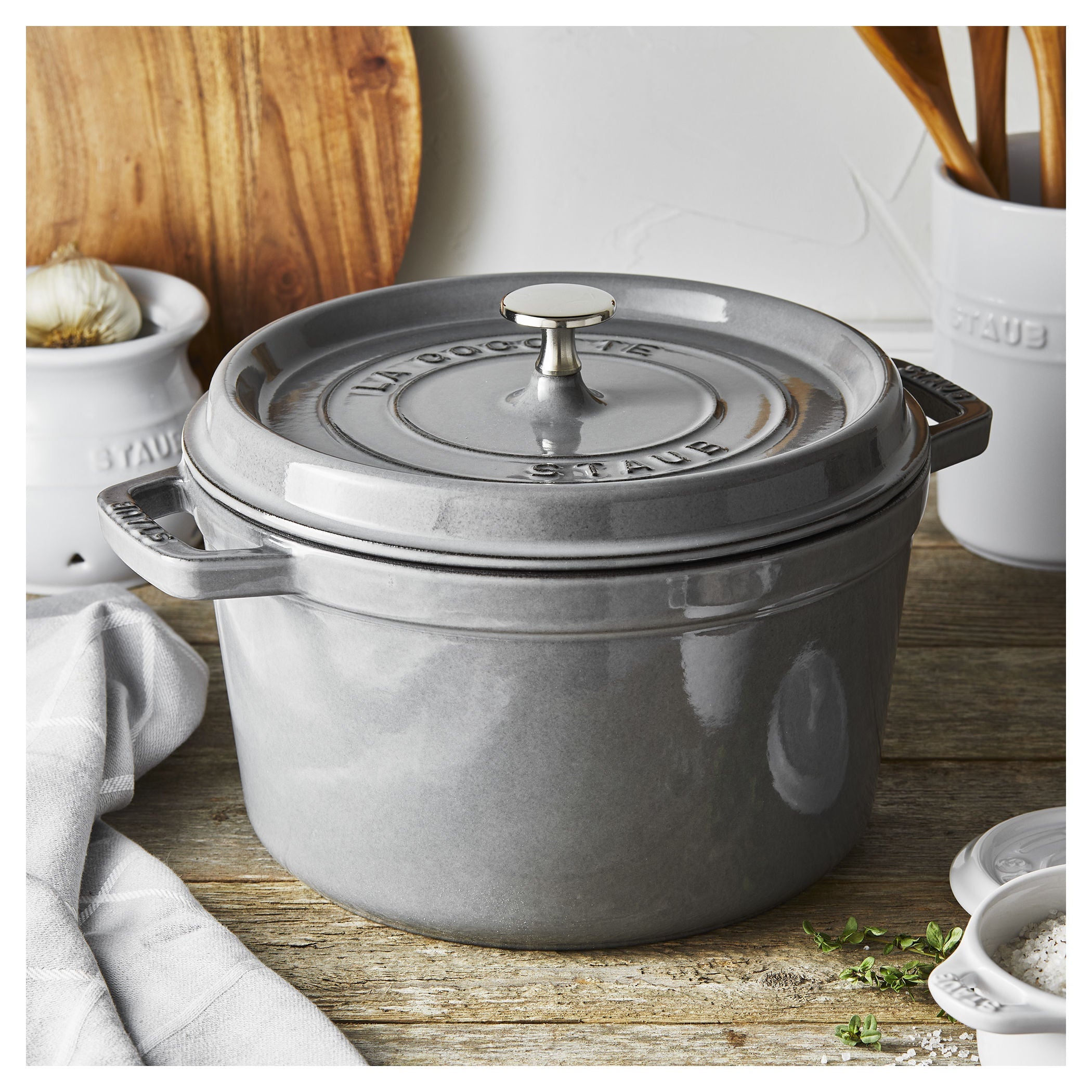 STAUB La Cocotte 4.75 L Cast Iron Round Tall Cocotte, Graphite-Grey-Cookware-DECOROLALA