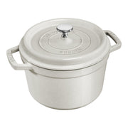 STAUB La Cocotte 4.75 L Cast Iron Round Tall Cocotte, White Truffle-Dutch Oven-DECOROLALA