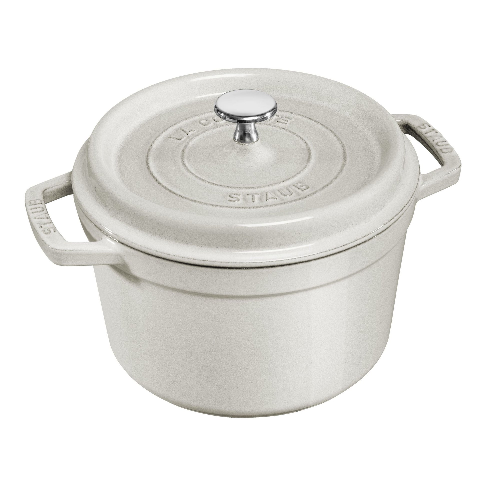 STAUB La Cocotte 4.75 L Cast Iron Round Tall Cocotte, White Truffle-Dutch Oven-DECOROLALA