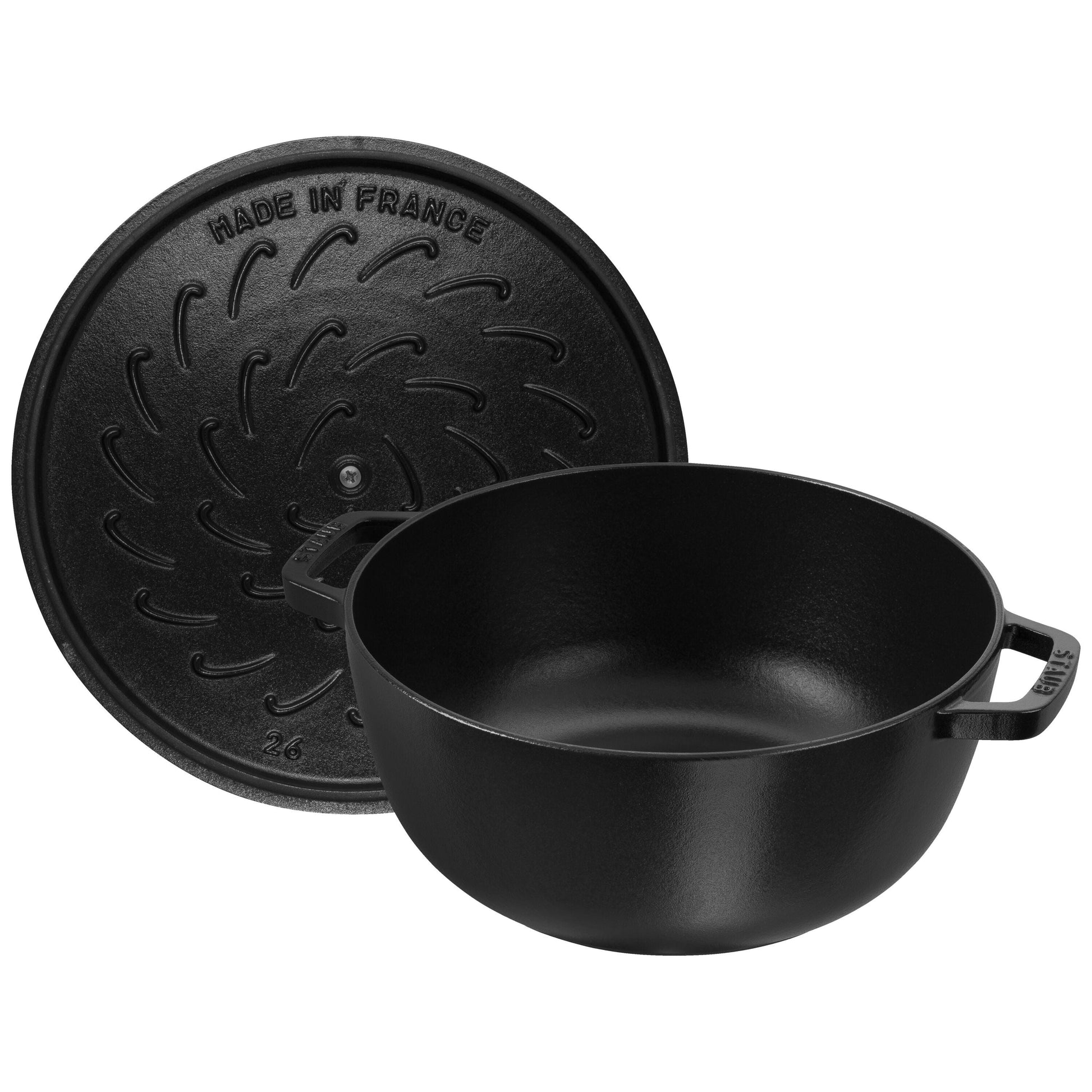 STAUB La Cocotte 4.8 L Cast Iron Round Essential French Oven With Snake Lid, Black-Cookware-DECOROLALA