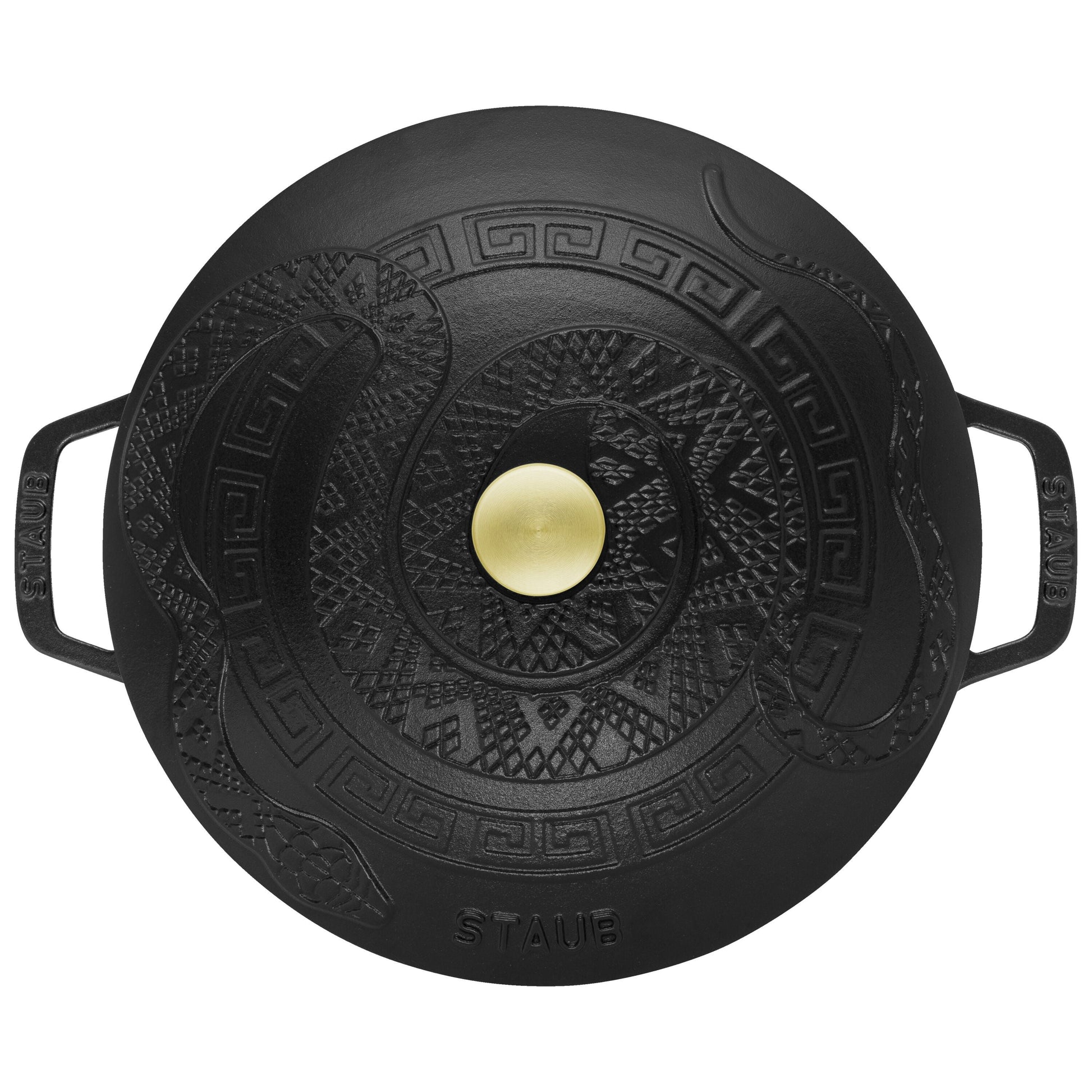STAUB La Cocotte 4.8 L Cast Iron Round Essential French Oven With Snake Lid, Black-Cookware-DECOROLALA