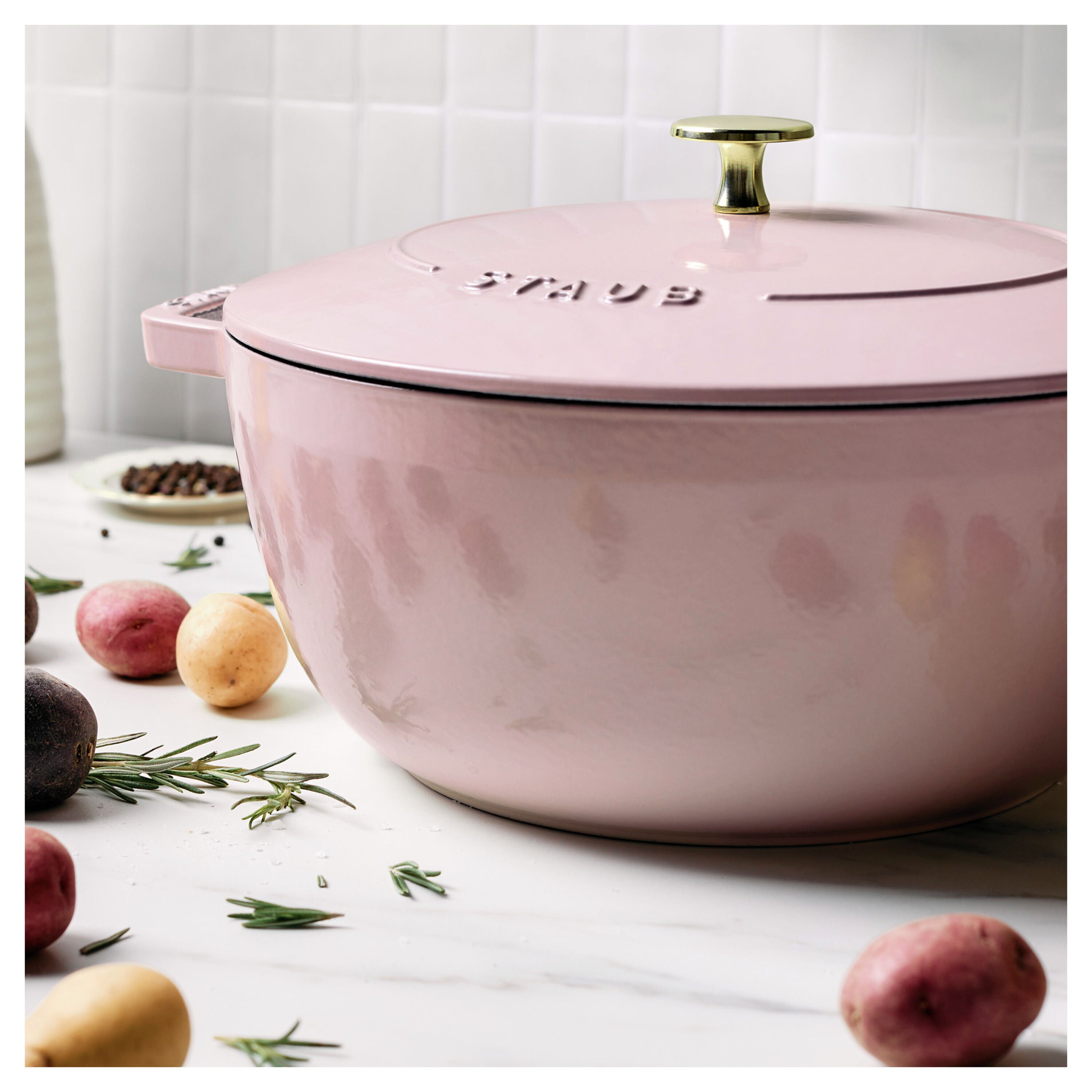 STAUB La Cocotte 4.8 L Cast Iron Round French Oven, Sorbet Rose-Cookware-DECOROLALA